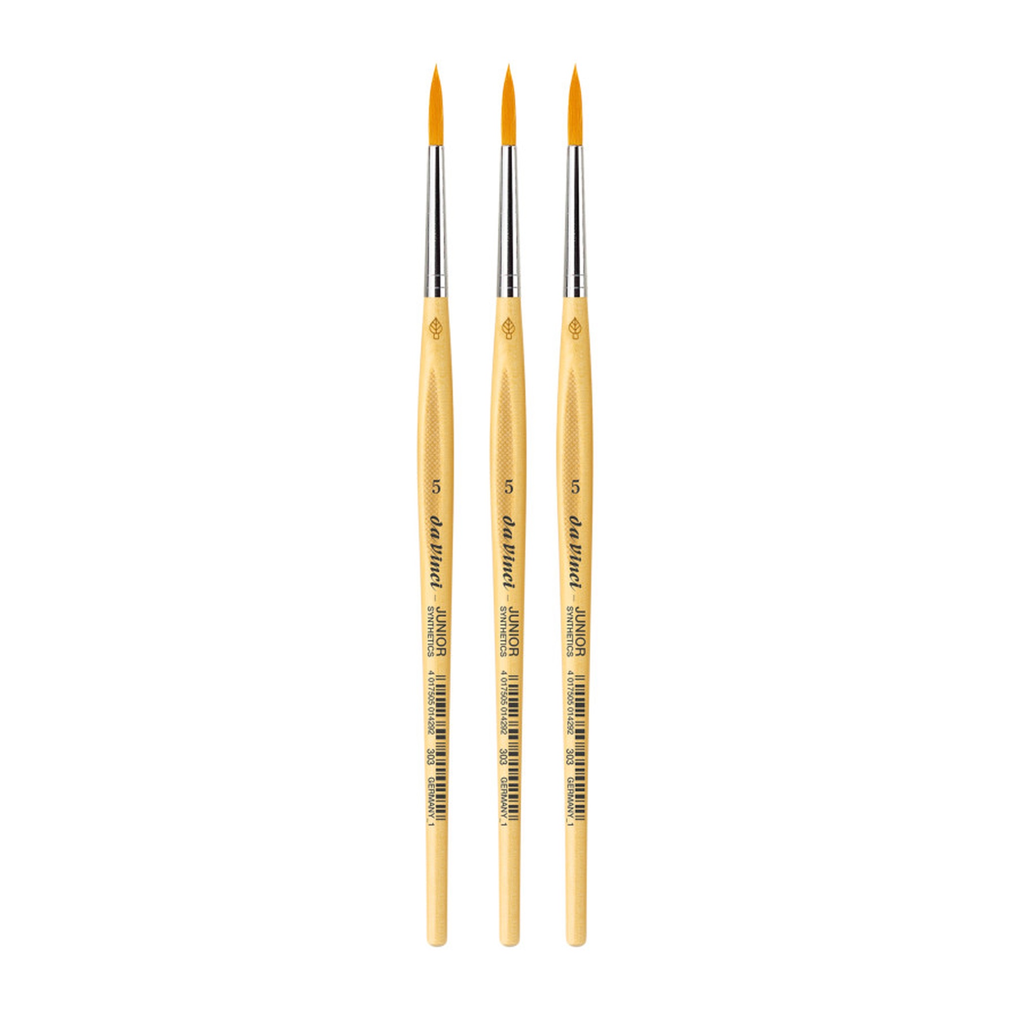 Junior Synthetic Round Student Paint Brushes, Size 5, Pack of 3