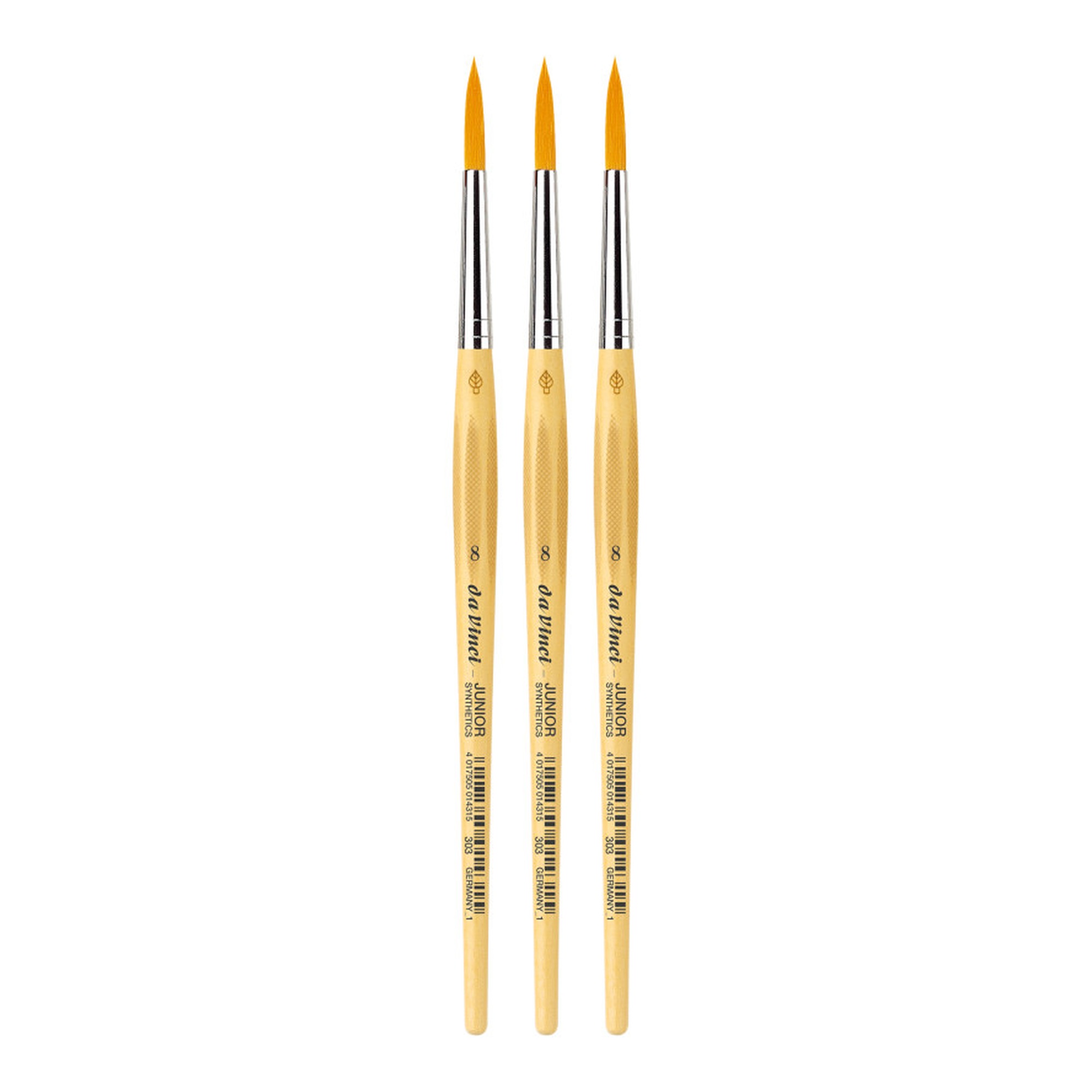 Junior Synthetic Round Tempera Brushes, Size 8, Pack of 3