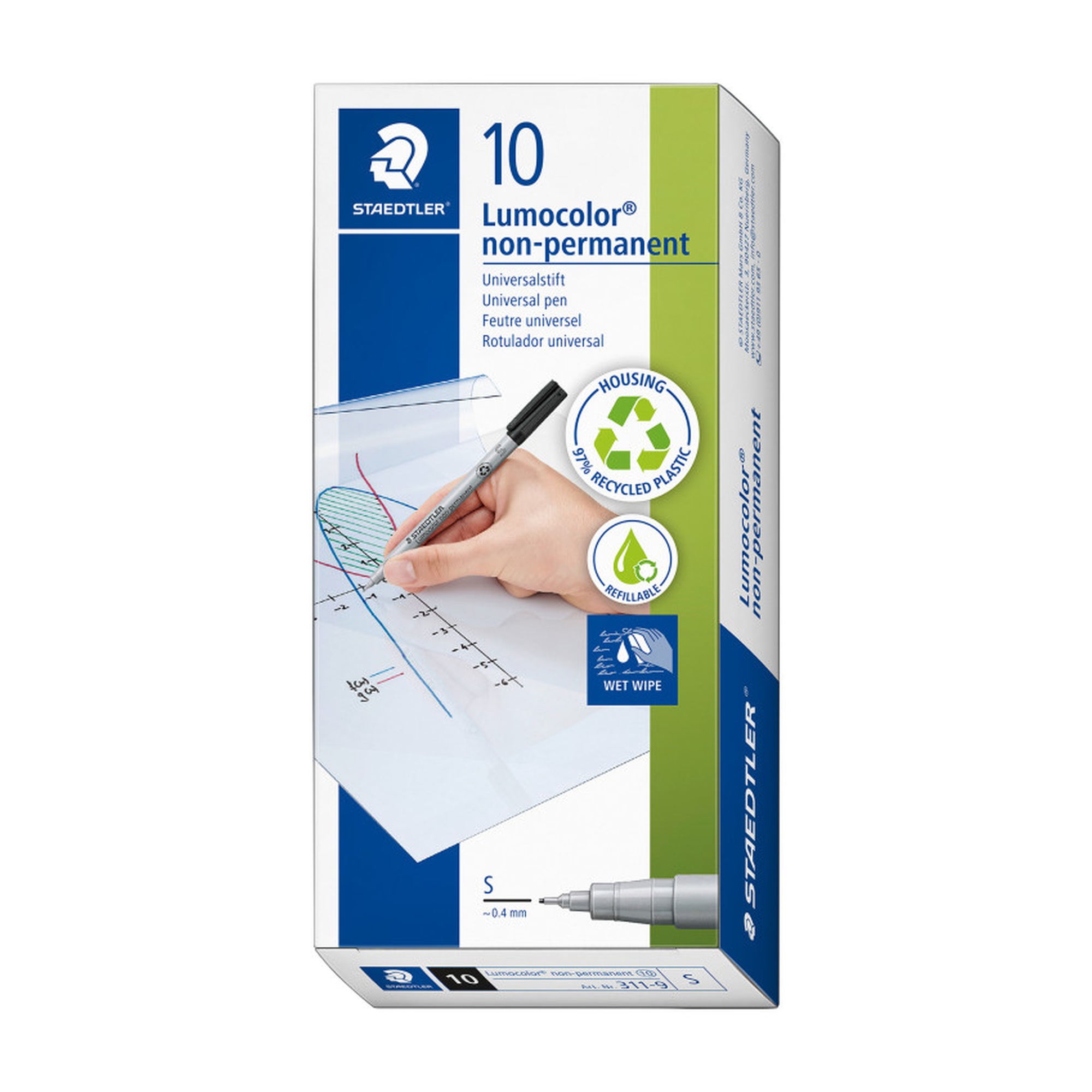 Black Wet Erase Markers, Superfine 0.4 mm, Pack of 10