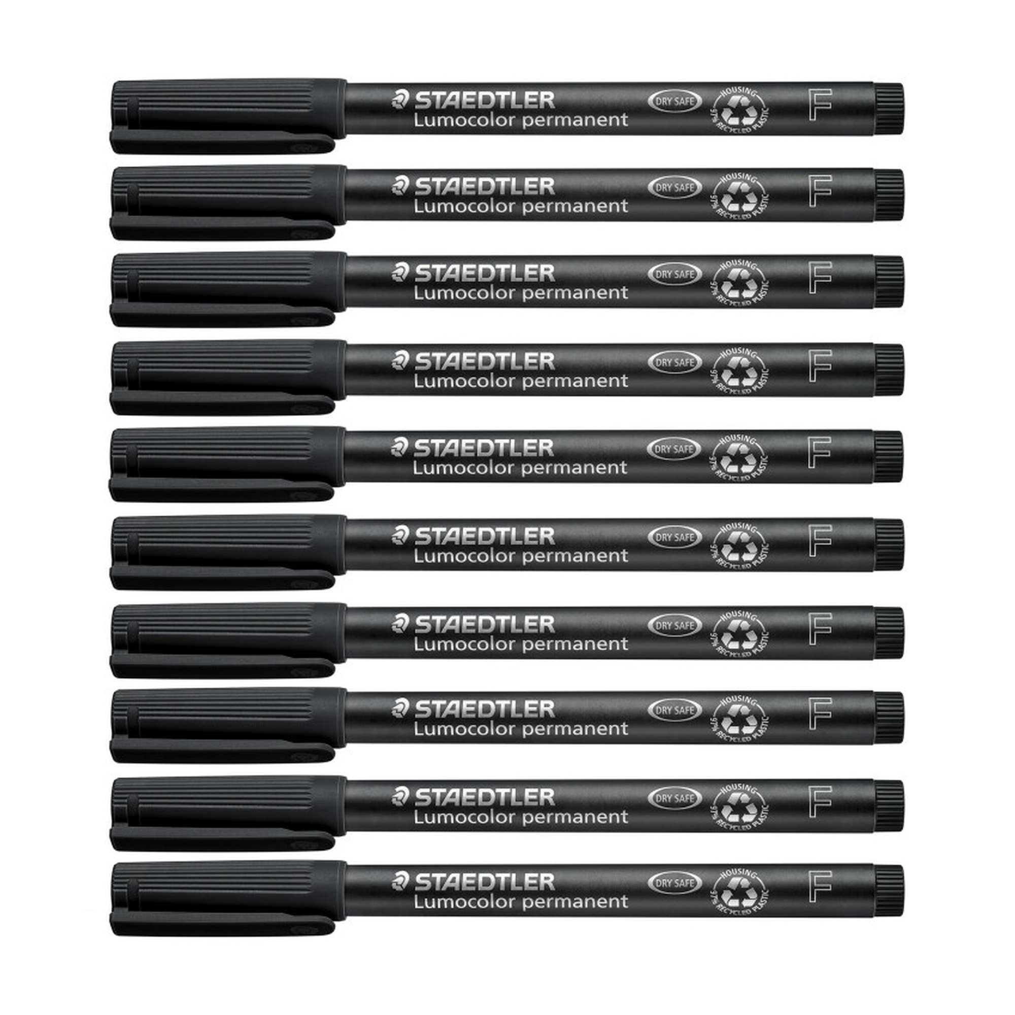 Fine-Point Permanent Pens, 0.6 mm, Black, 10-Pack