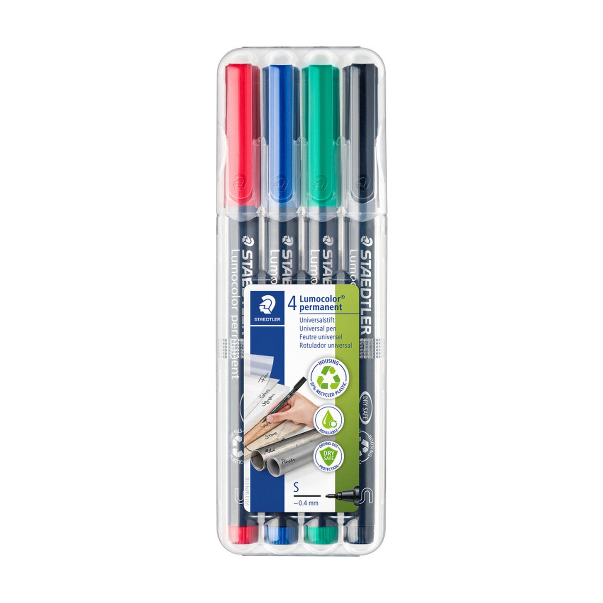 Permanent Superfine Pens, 0.4 mm, Assorted Colors, Set of 4