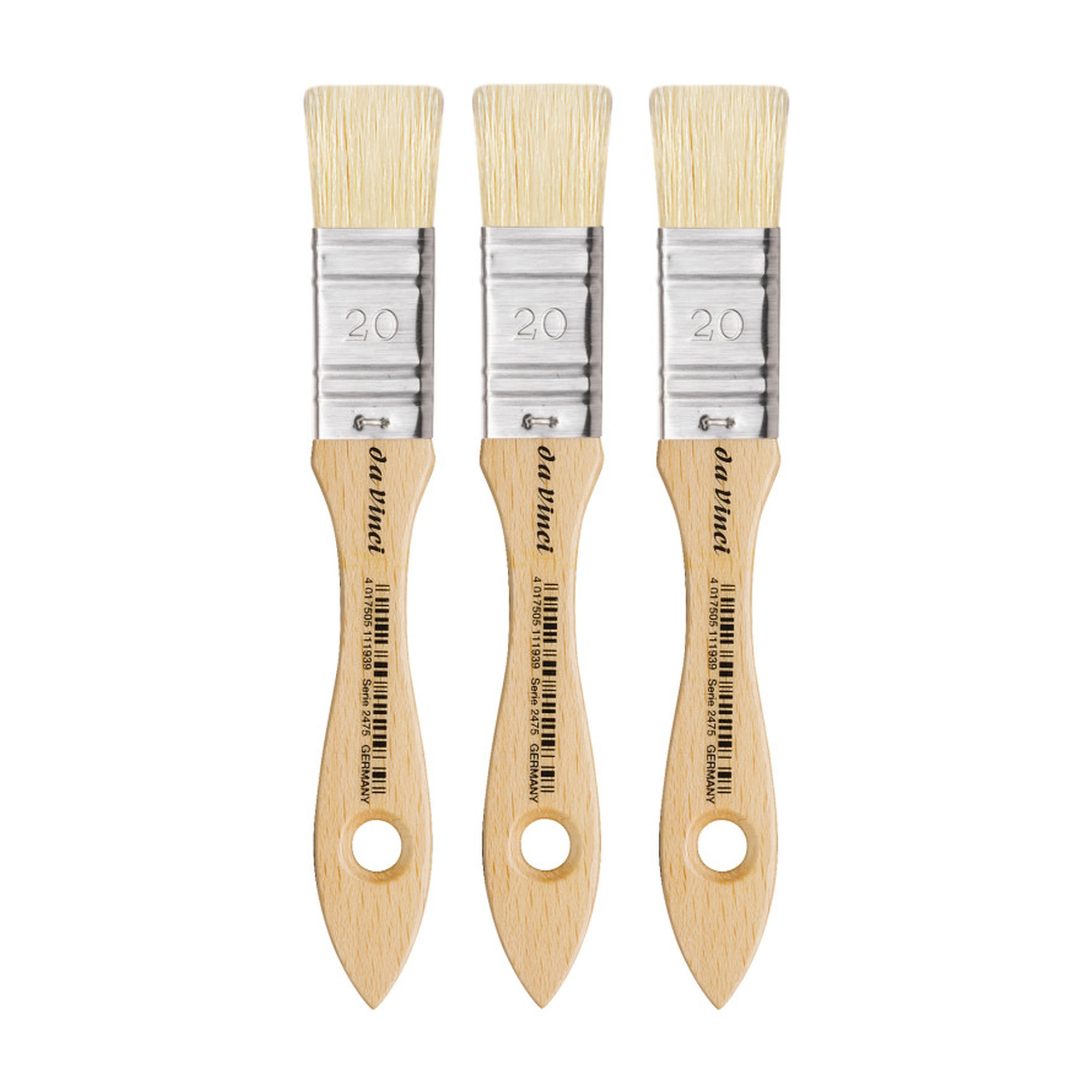 Flat Natural Hog Bristle Mottler Brush, Size 20, 3-Pack