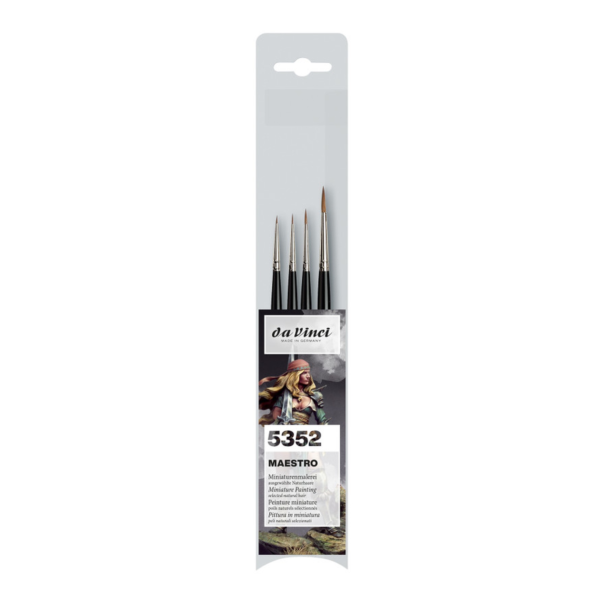 Miniature Natural Kolinsky Red Sable Needle-Tip Brush Set, 4 Brushes