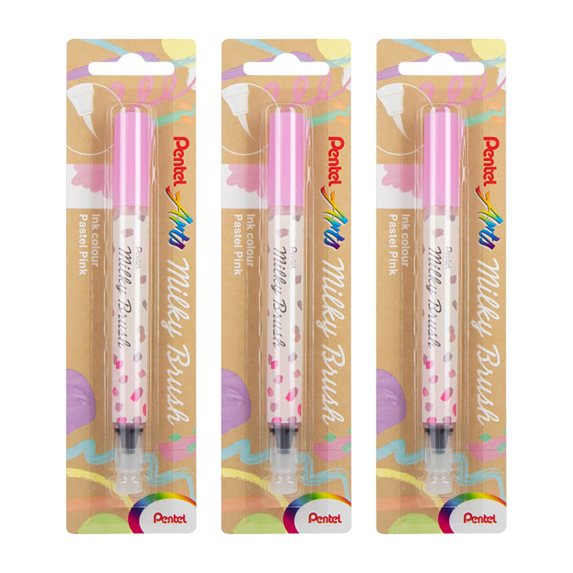 Pastel Pink Milky Brush Pens, Pack of 3