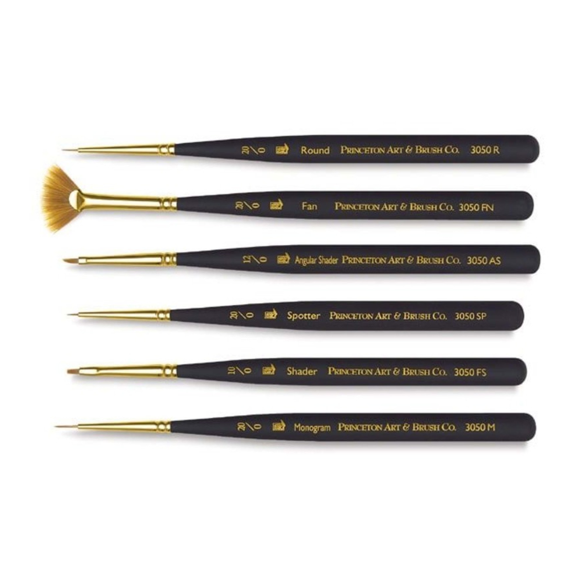 Mini Detailer Synthetic Paintbrush Set, Black, 6 Pieces
