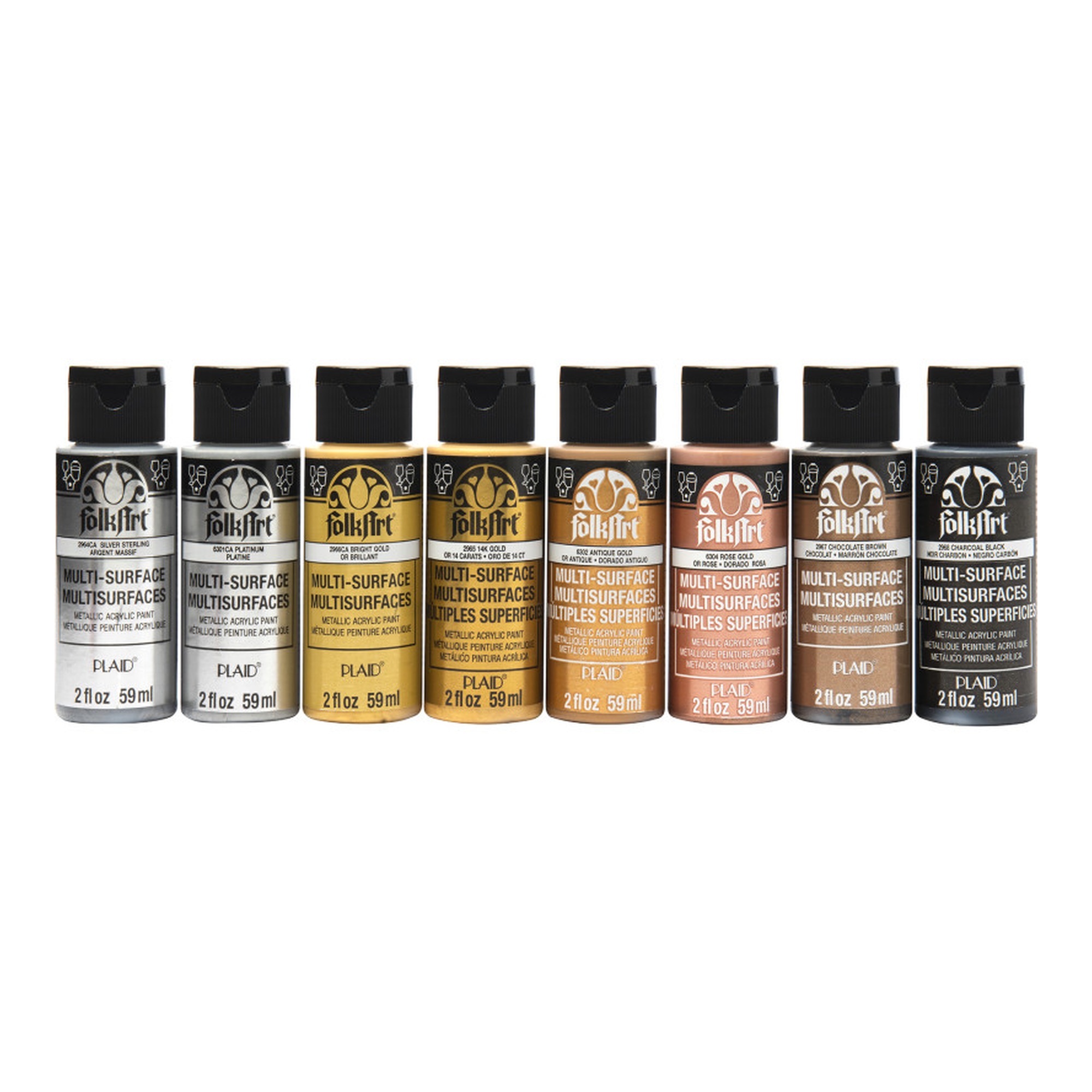 Metallic Multi-Surface Acrylic Paint Set, 8 Colors