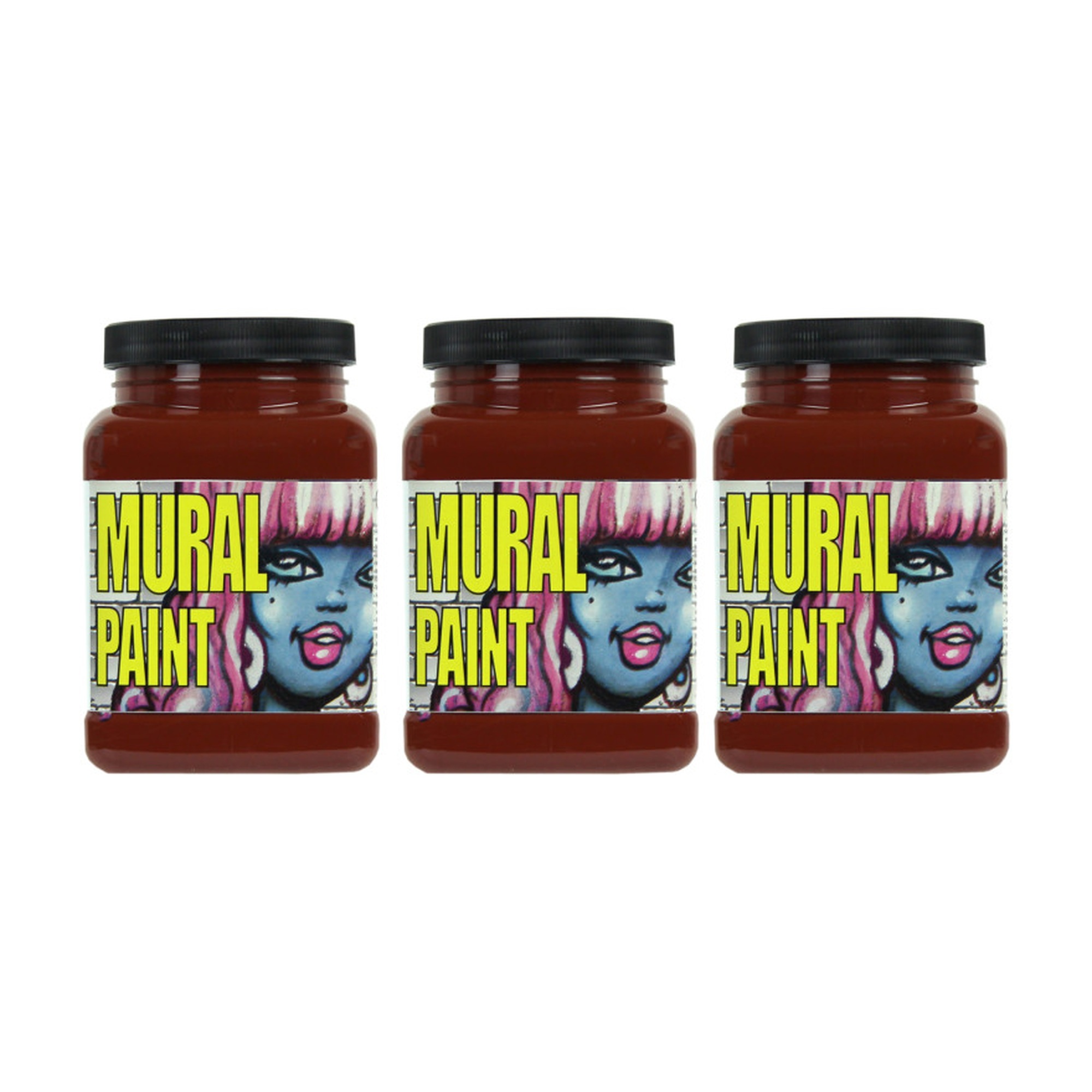 Outdoor Acrylic Mural Paint, Dirt Burnt Sienna, Pint Jars, Pack of 3