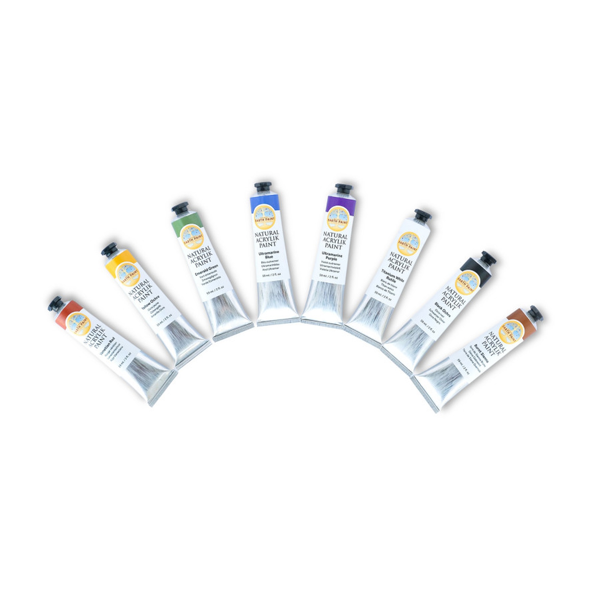 Plant-Based Heavy-Body Acrylic Paint, Earth Colors, 2 oz Tubes, Set of 8