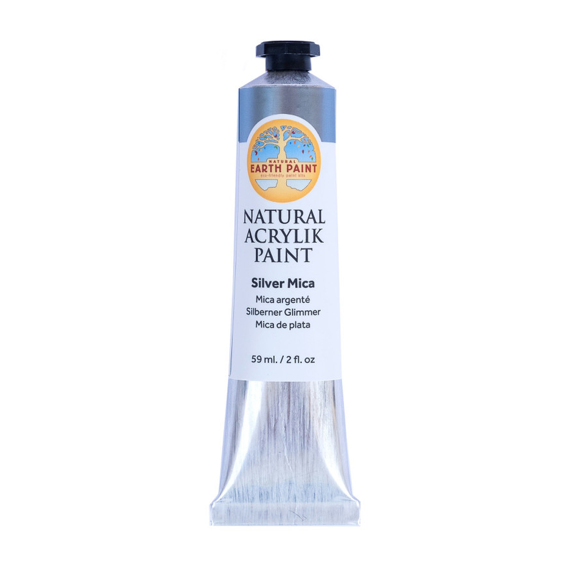Natural Mica Silver Plant-Based Acrylic-Style Paint, 2 oz