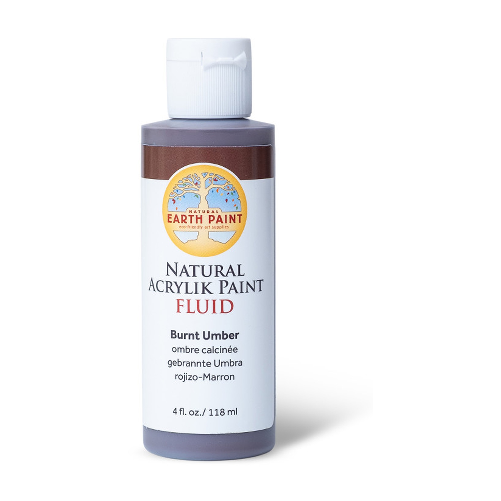 Plant-Based Fluid Acrylic Paint, 4 oz, Burnt Umber