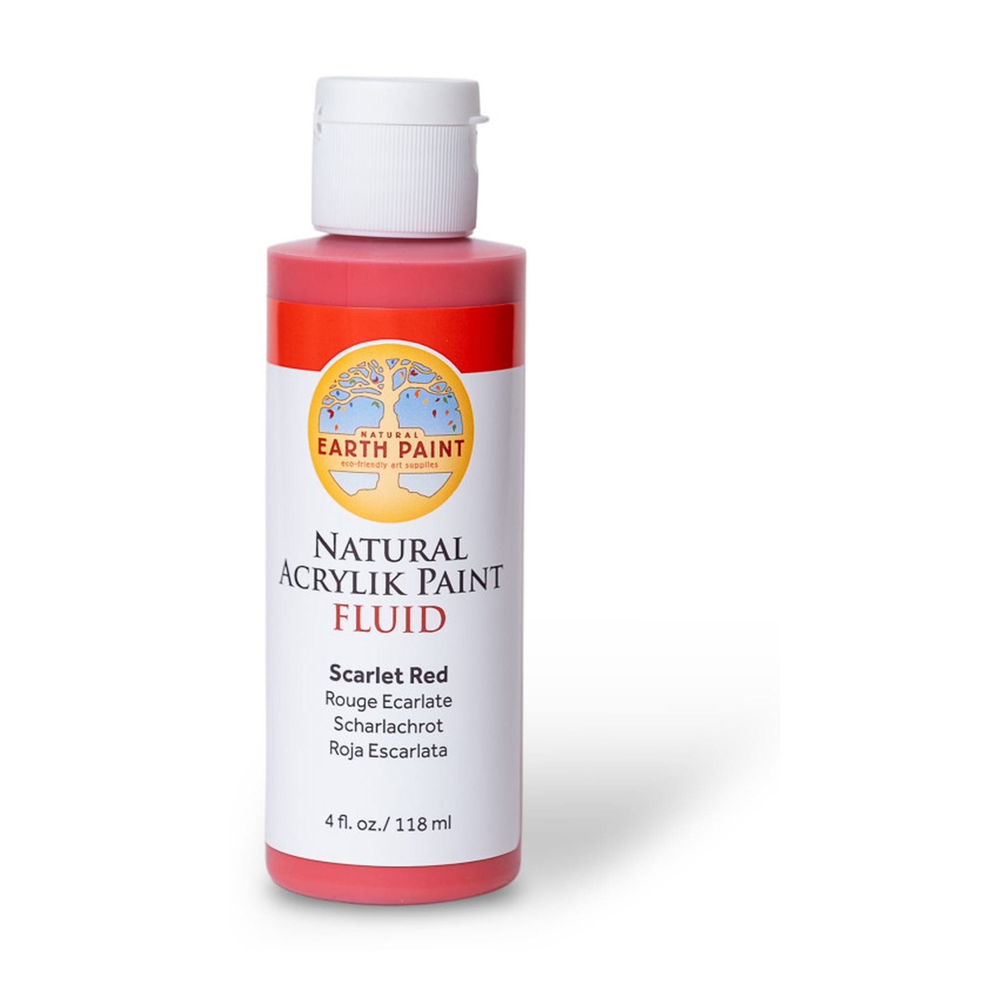Plant-Based Fluid Acrylik Paint, Scarlet Red, 4 oz