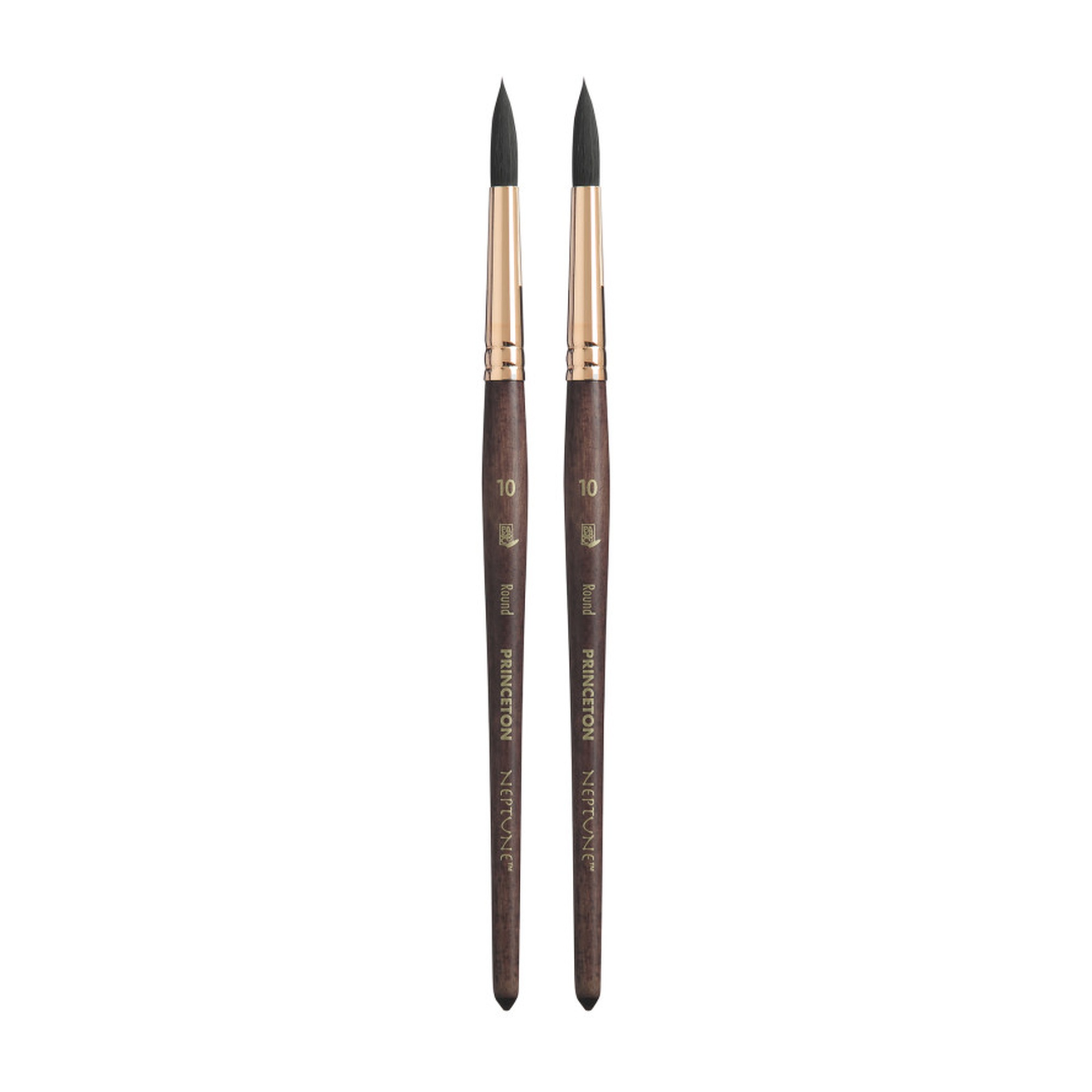 Round Synthetic Watercolor Brush, Short Handle, Size 10, 2-Pack