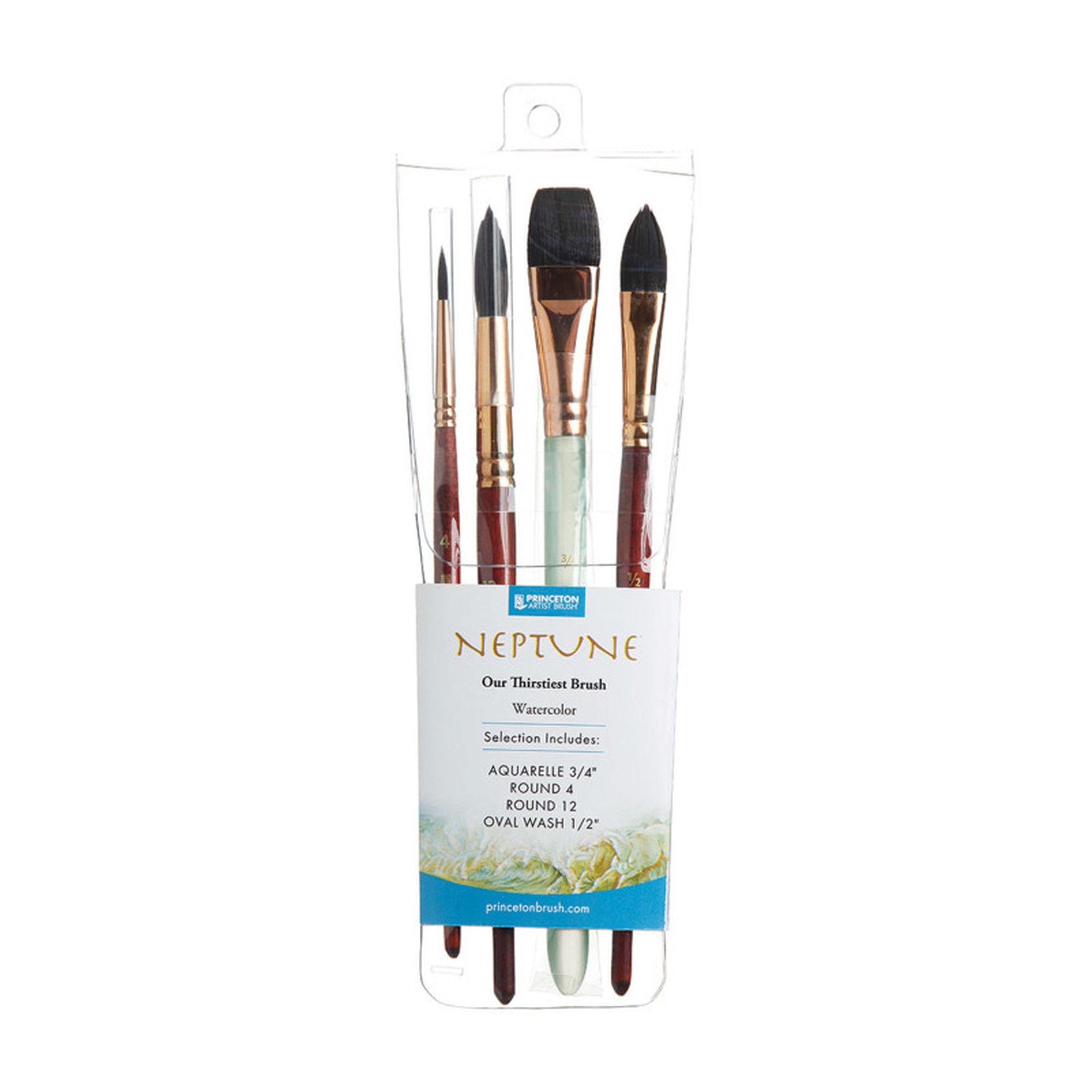 Synthetic Watercolor Brush Set, Short Handle, 4-Piece