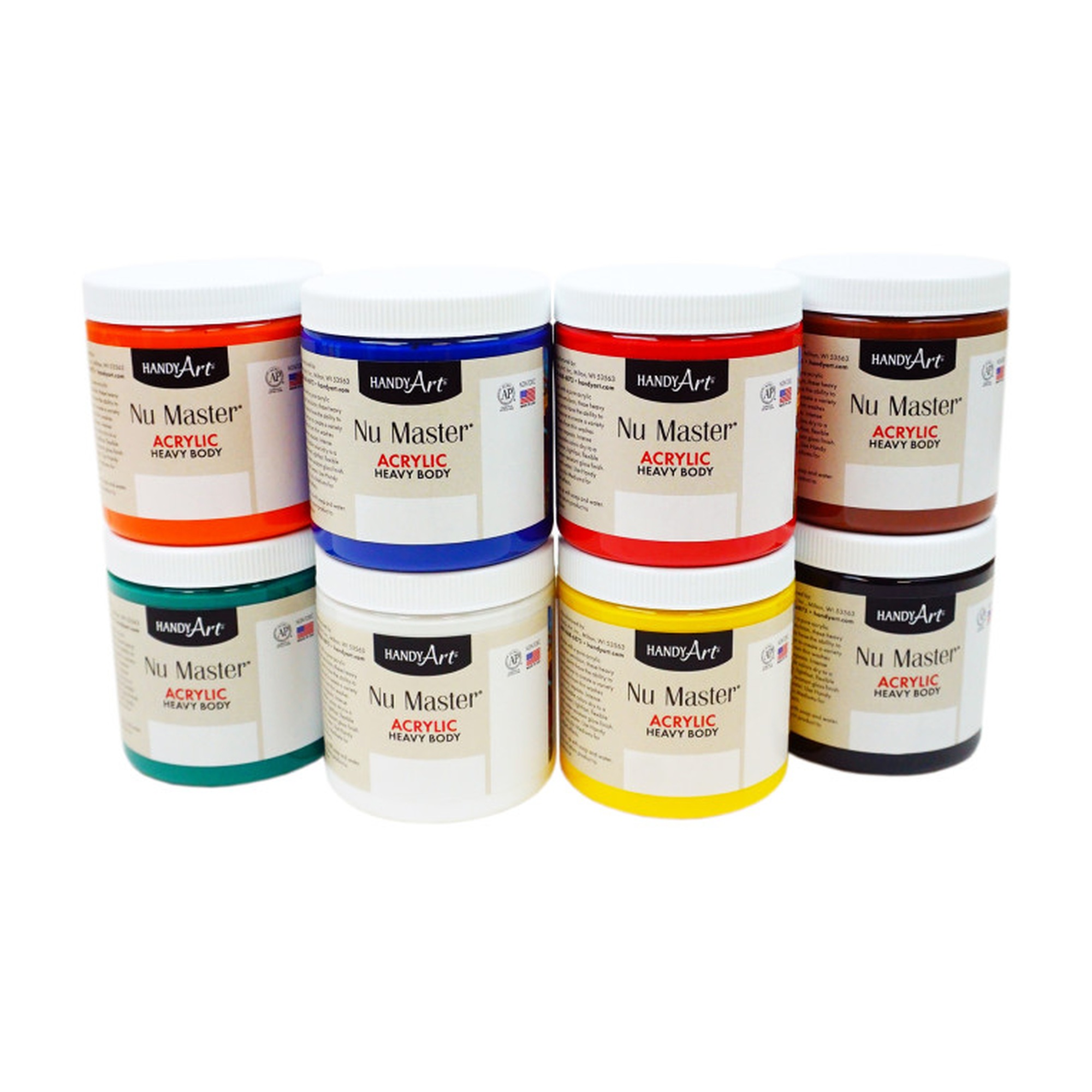 Heavy Body Acrylic Paint, Basic Colors, 8 oz, Set of 8