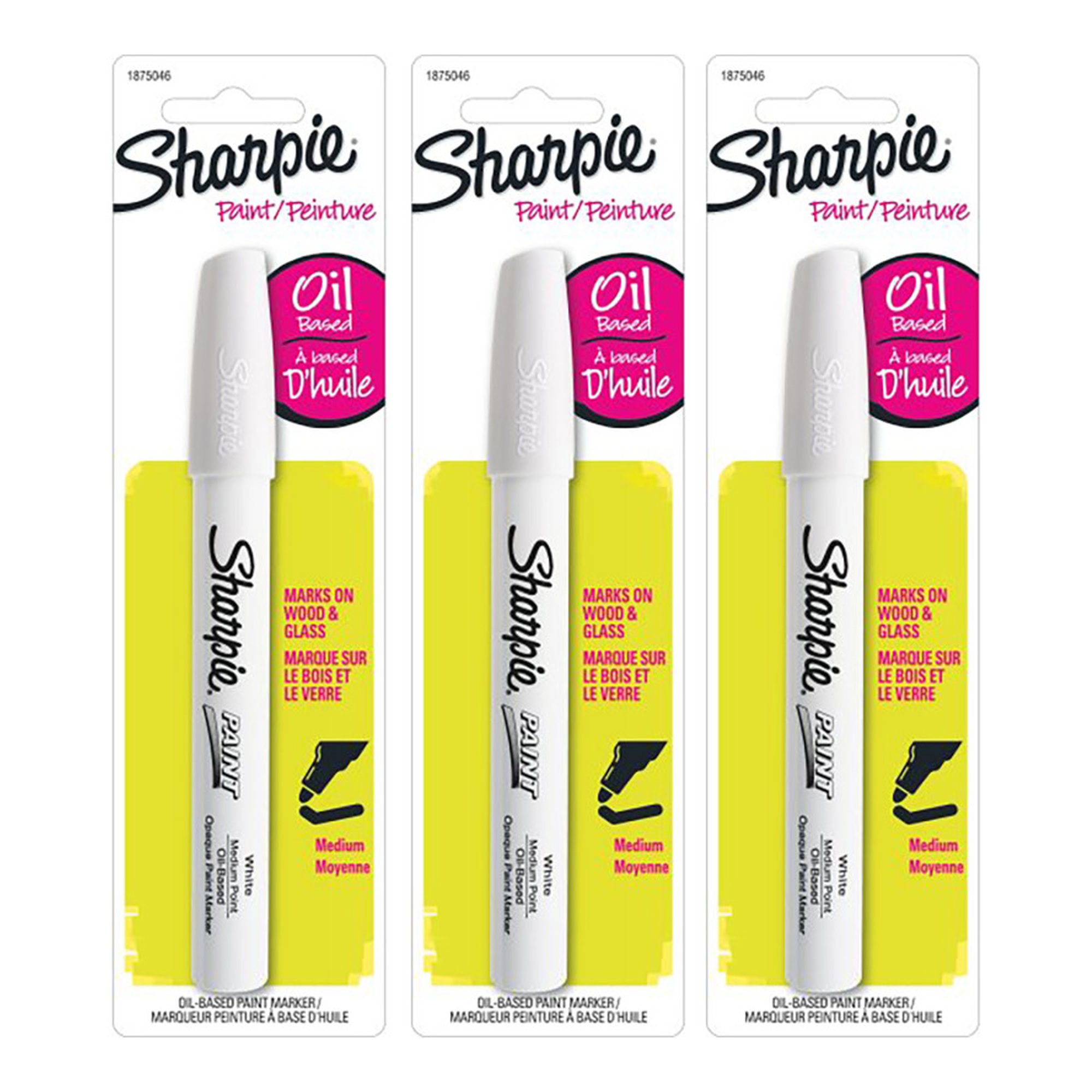 White Oil-Based Paint Markers, Medium Tip, Pack of 3