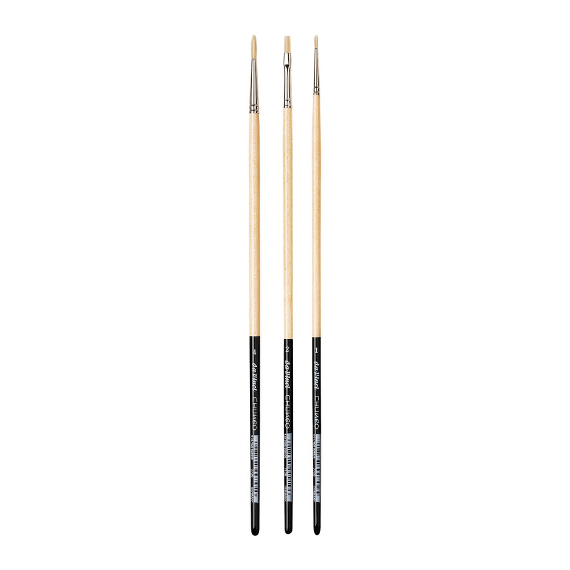 3-Piece Synthetic Hog Bristle Oil Painting Brush Set