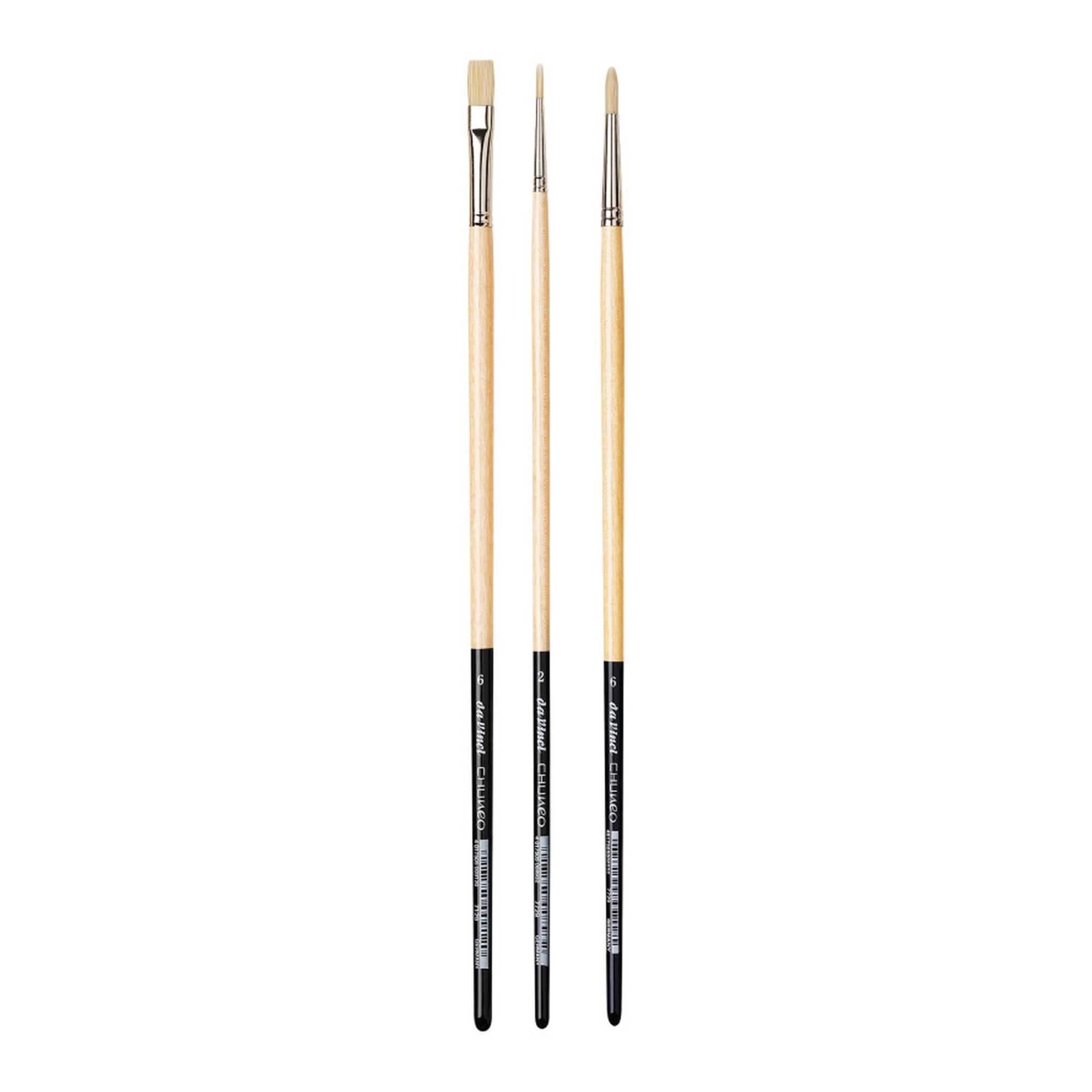 Synthetic Hog Bristle Oil Painting Brush Set, 3 Pieces
