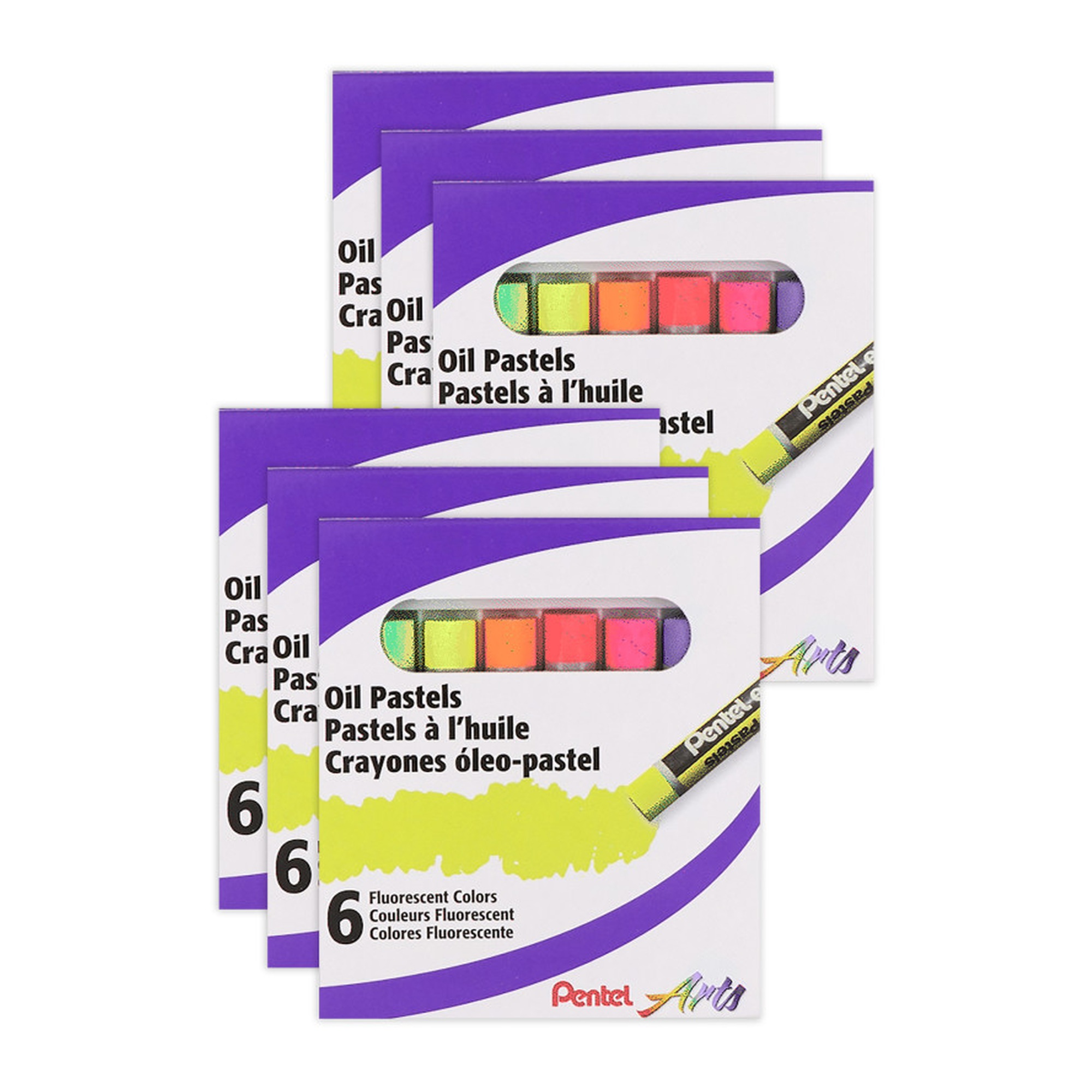 Fluorescent Oil Pastels, 6 Colors, 6 Sets