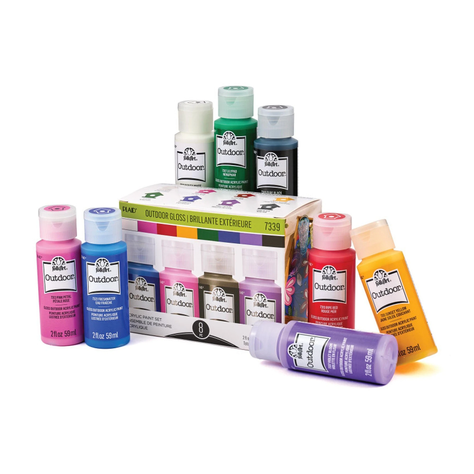 Outdoor Acrylic Paint Set, 8 Assorted Colors