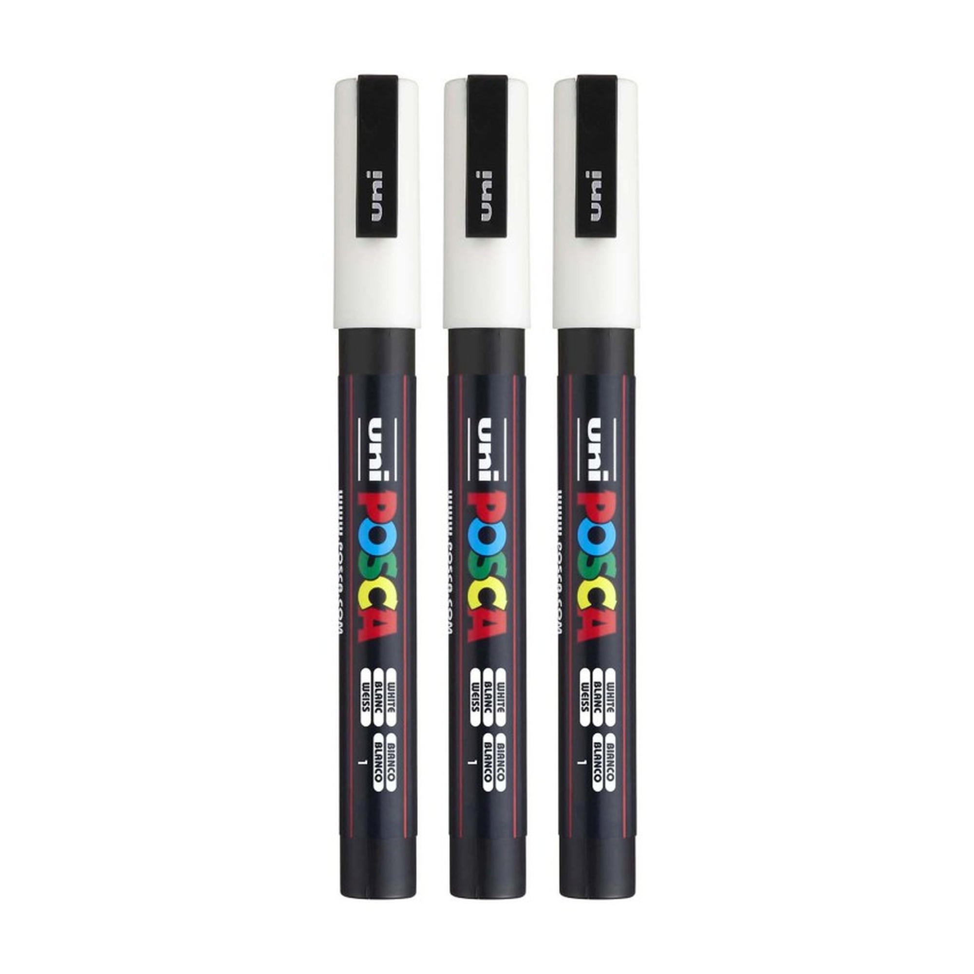 Fine Bullet Tip White Paint Markers, Pack of 3