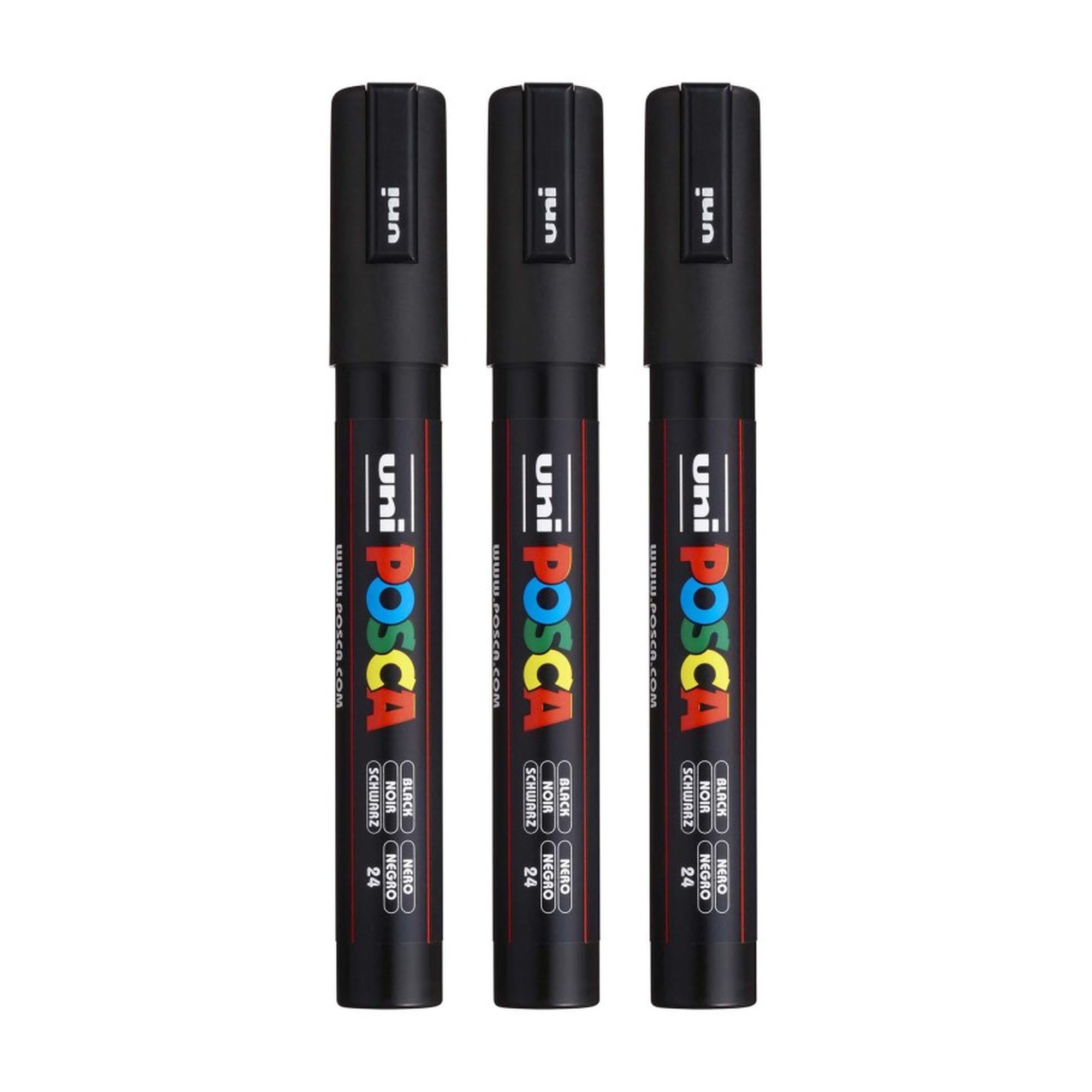 Medium Bullet Tip Black Paint Markers, Pack of 3