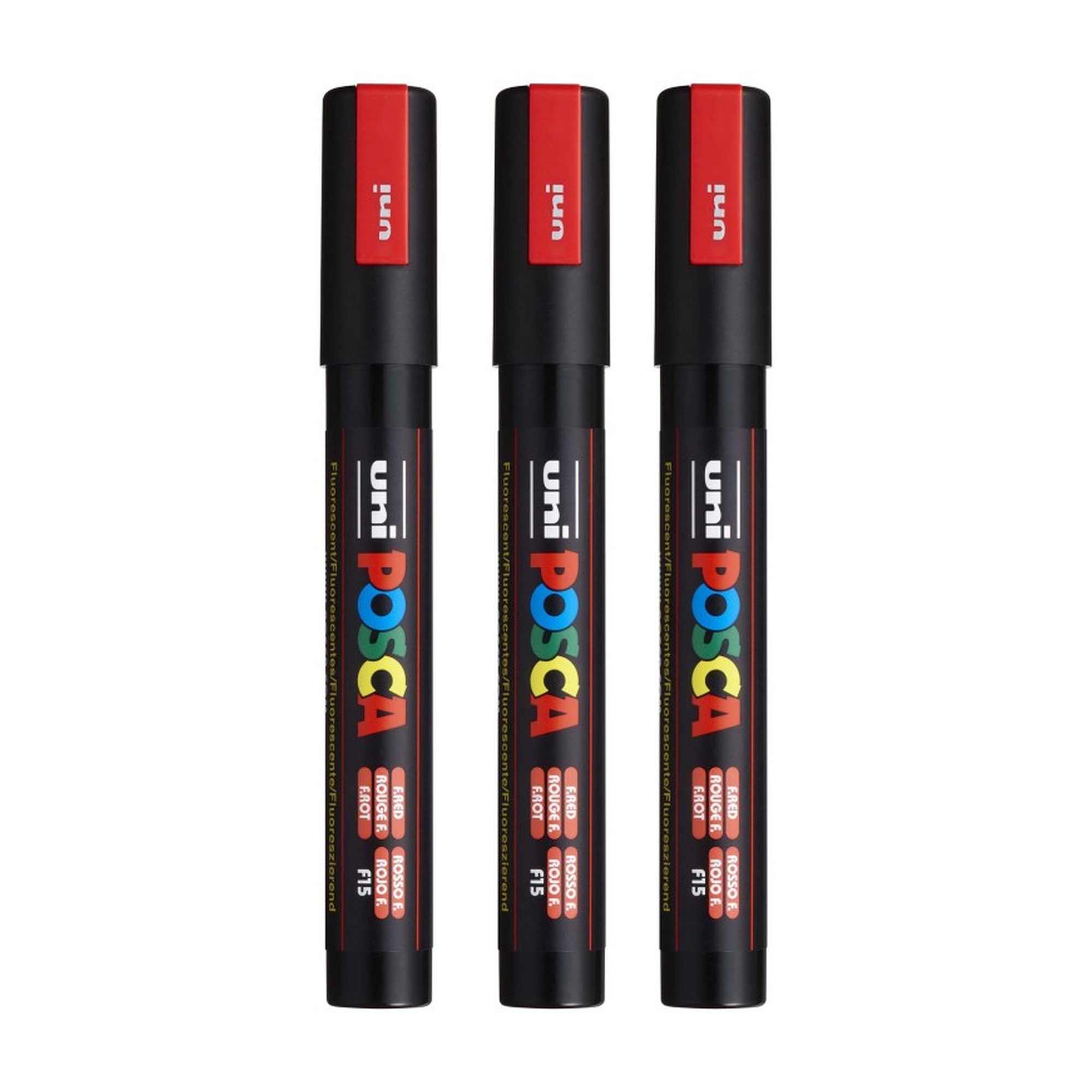 Fluorescent Red Medium Bullet Tip Paint Markers, Pack of 3