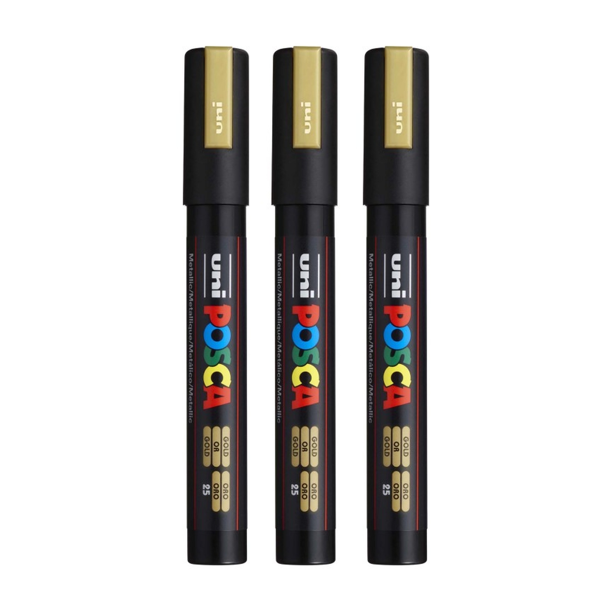 Gold Paint Markers, Medium Bullet Tip, Pack of 3