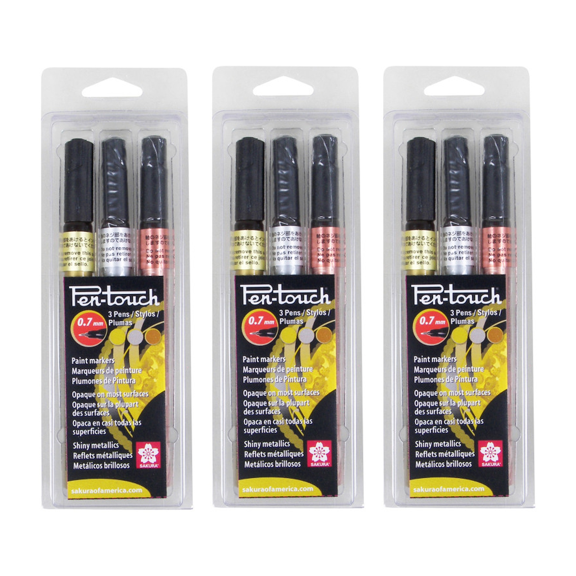 Metallic Paint Markers, 0.7 mm, Assorted Colors, 9-Pack