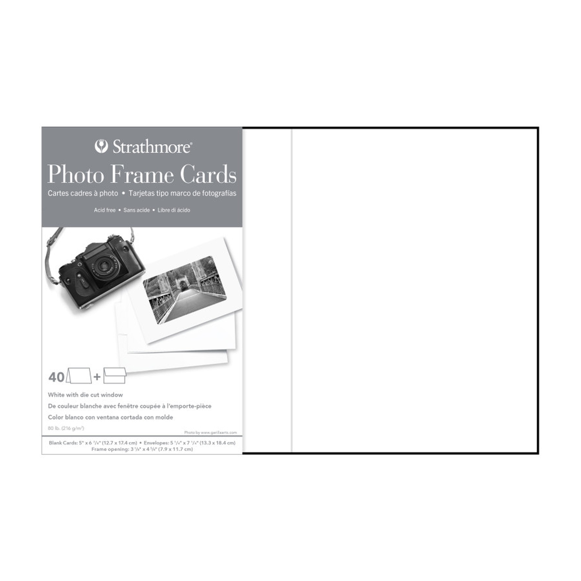 White Photo Frame Cards with Envelopes, 40-Pack
