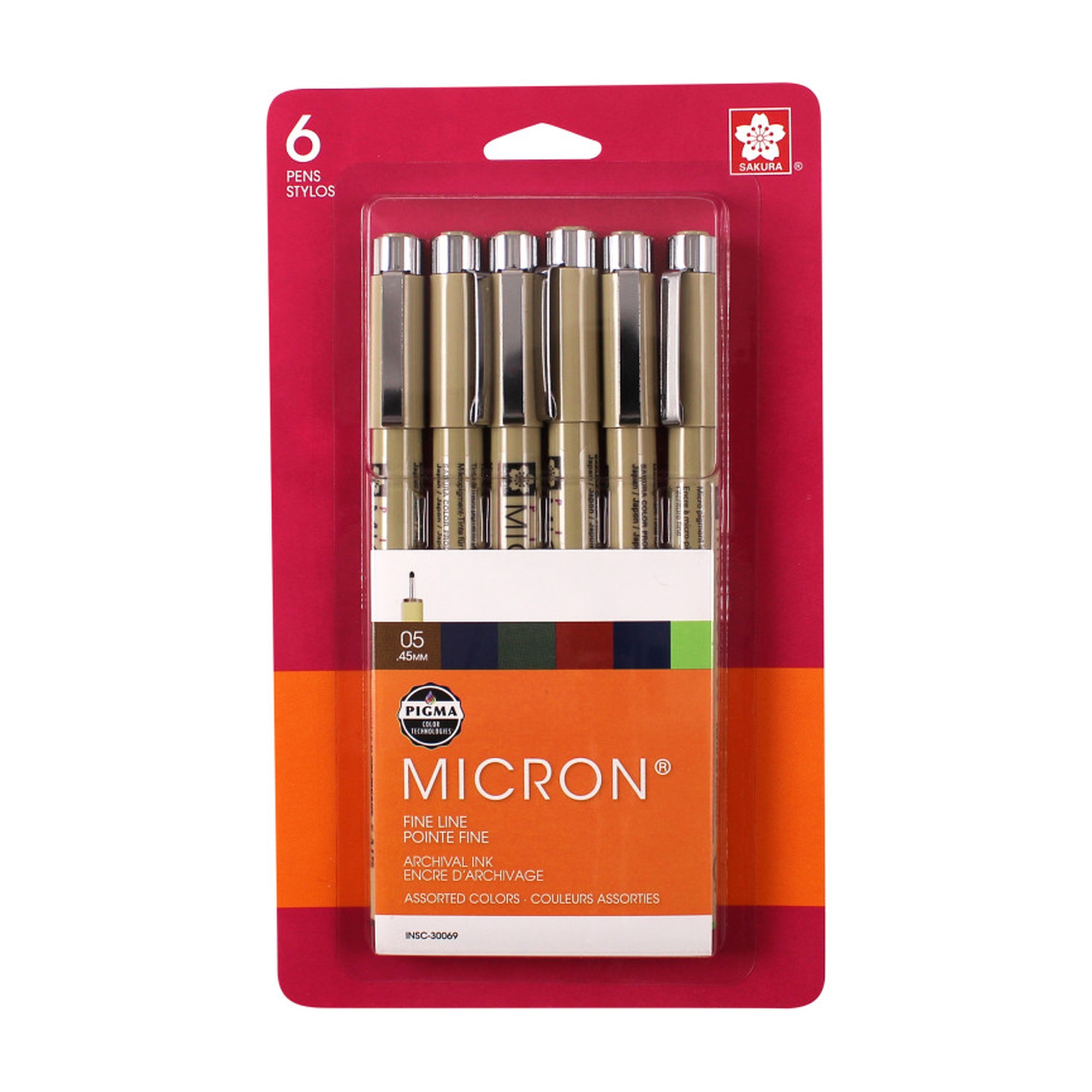 Size 05 Assorted Heritage and Earth Color Fineliner Pen Set, 6 Pack