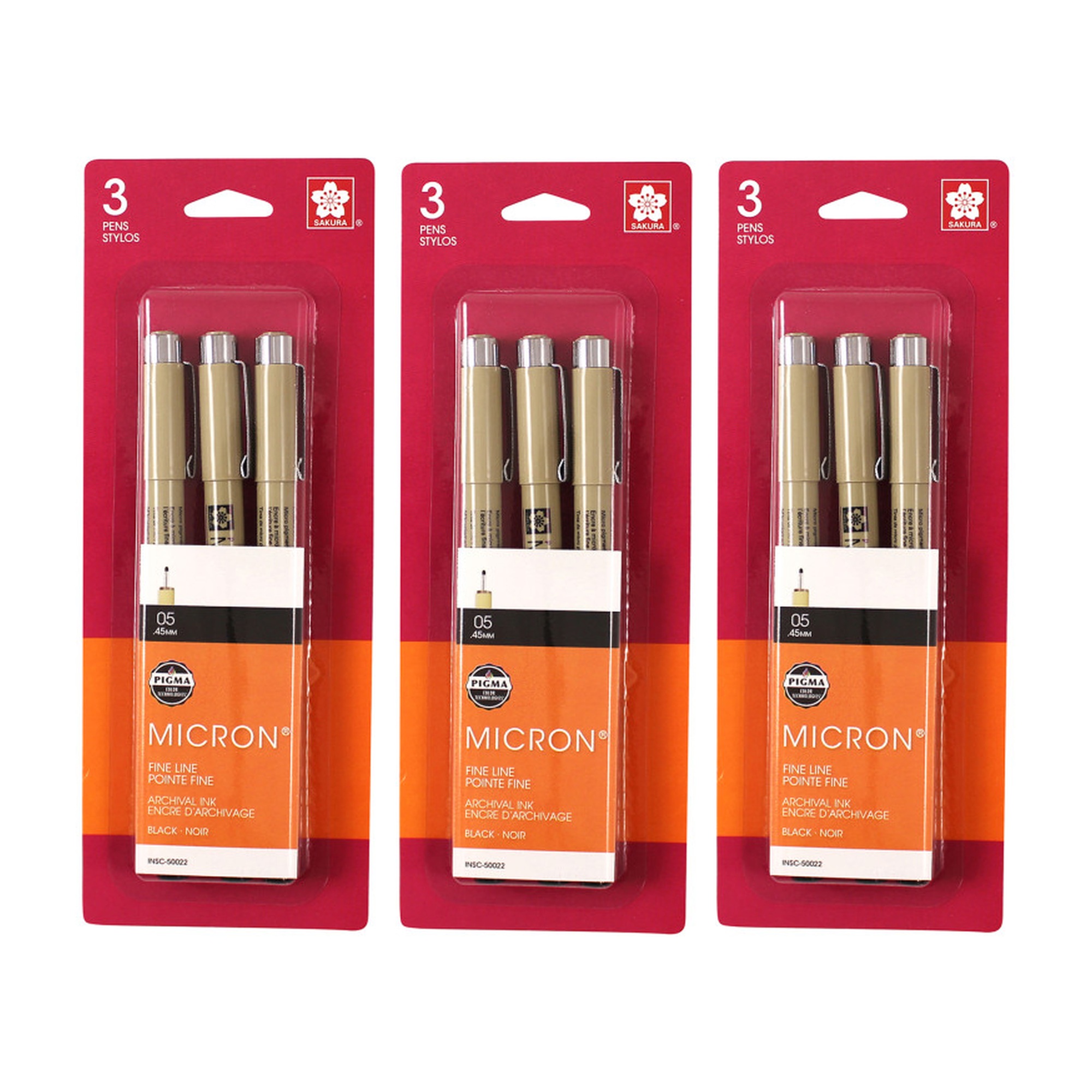 Black Size 05 Fine-Point Pigment Ink Pens, 9-Pack