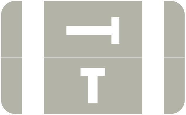 AmeriFile Alpha-Z Compatible Color-Coded Alpha Labels Letter T- Gray - 1 W x 1 5/8 H - Roll of 250