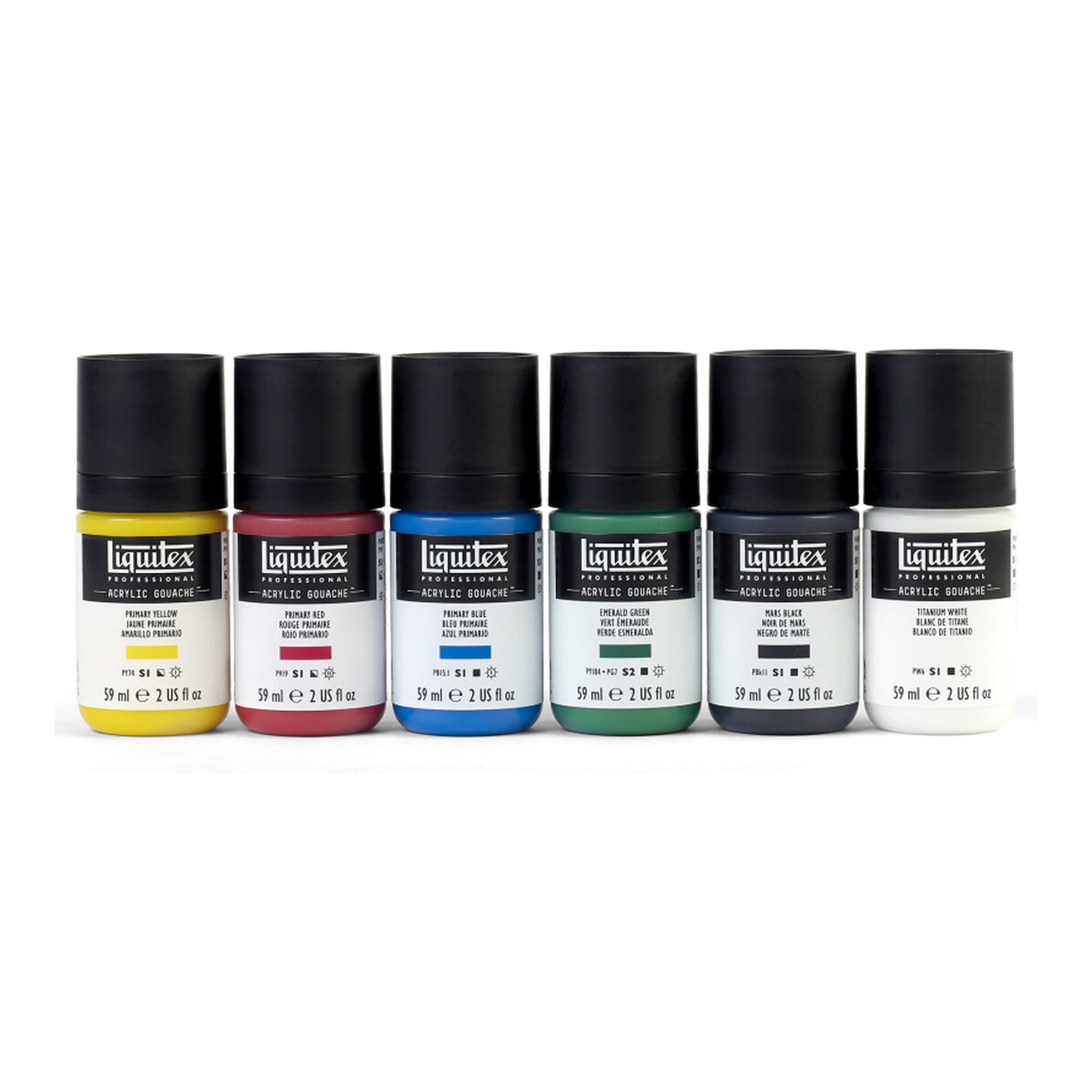 Professional Acrylic Gouache Paint Set, Primary Colors, 59 mL, Set of 6