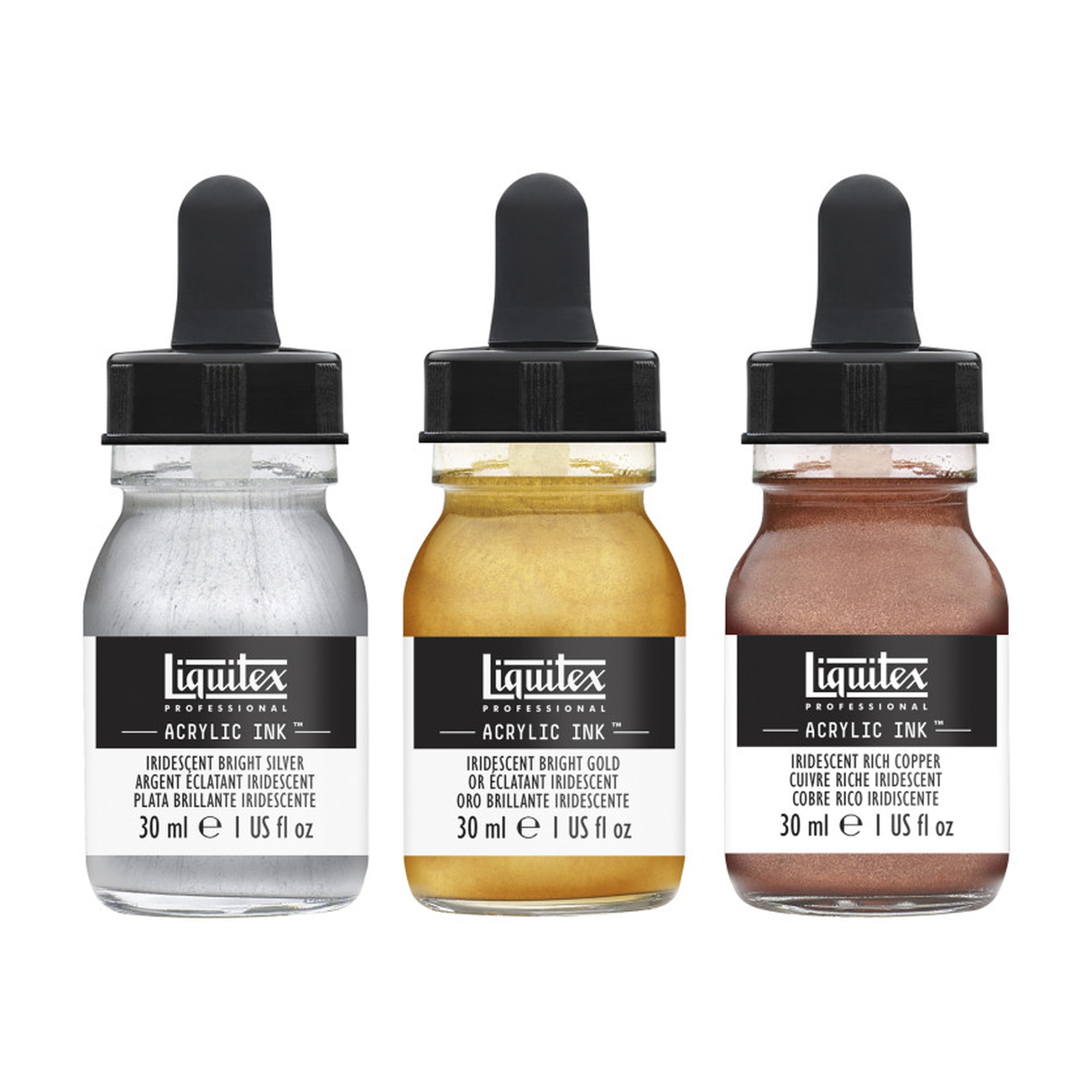 Professional Iridescent Acrylic Ink Set, 3 x 30 mL