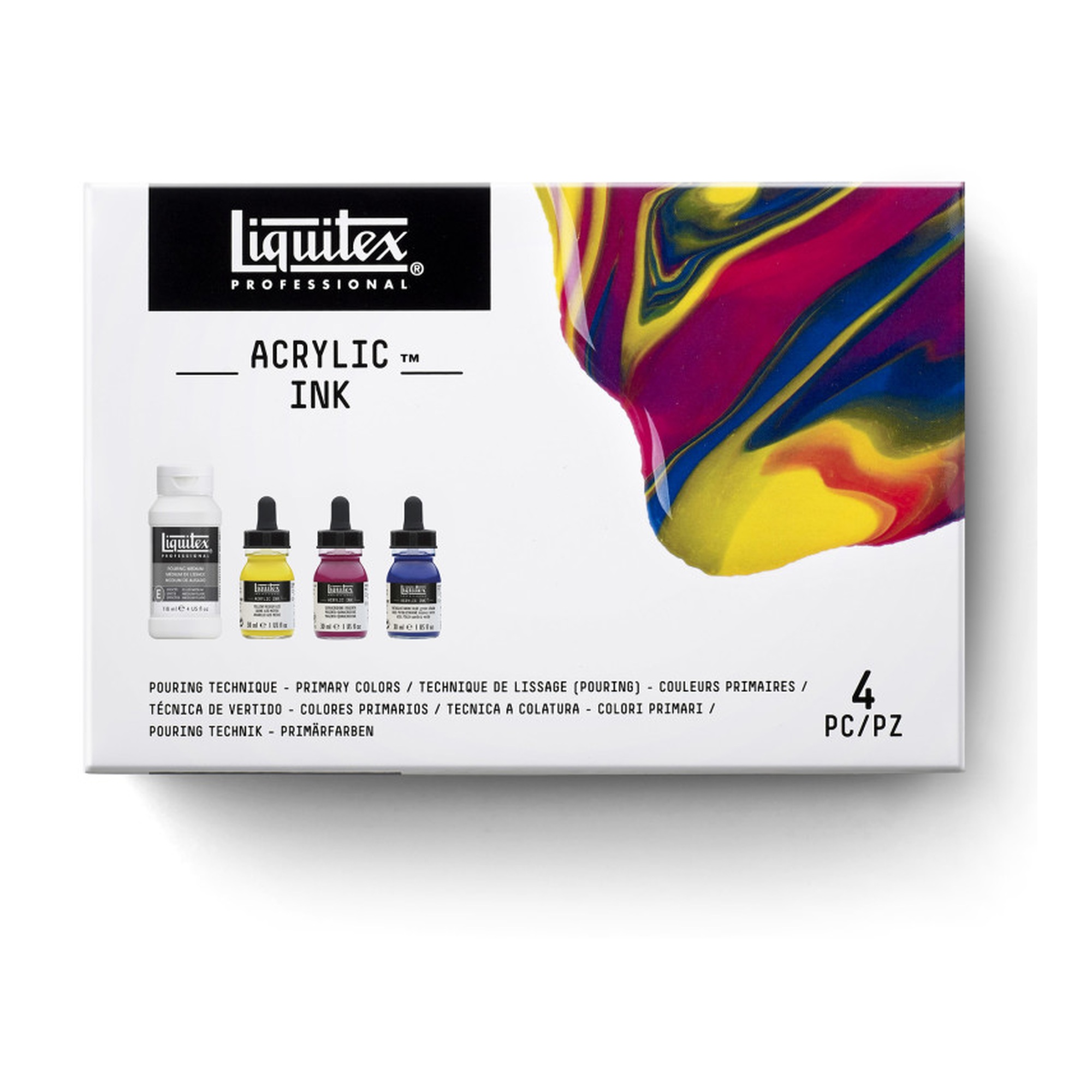 Professional Acrylic Ink Pouring Set, Primary Colors