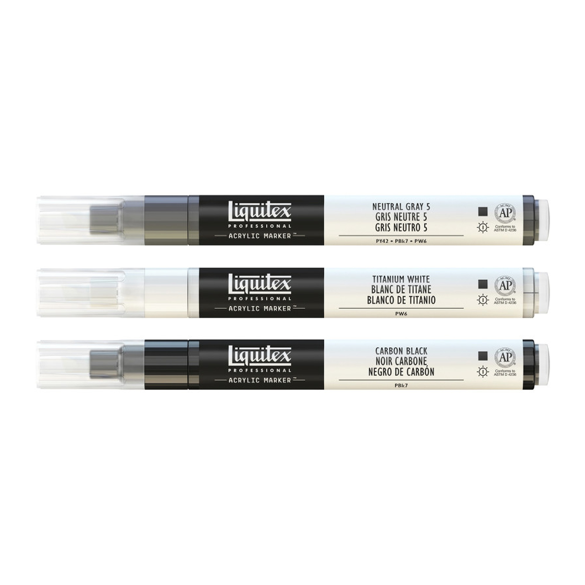 Professional Acrylic Paint Markers, Monochrome, 2 mm, Set of 3