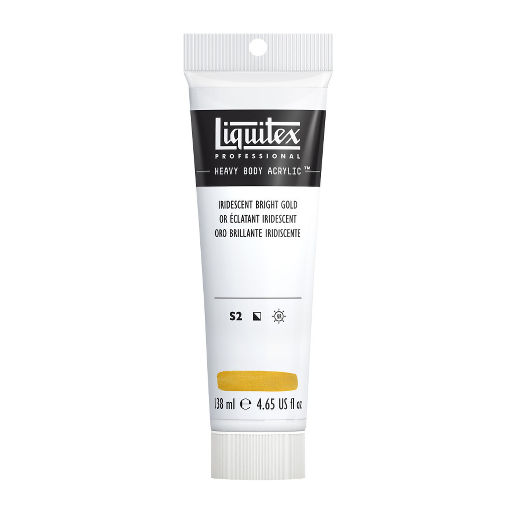 Professional Heavy Body Acrylic Paint, Iridescent Bright Gold, 138 mL Tube