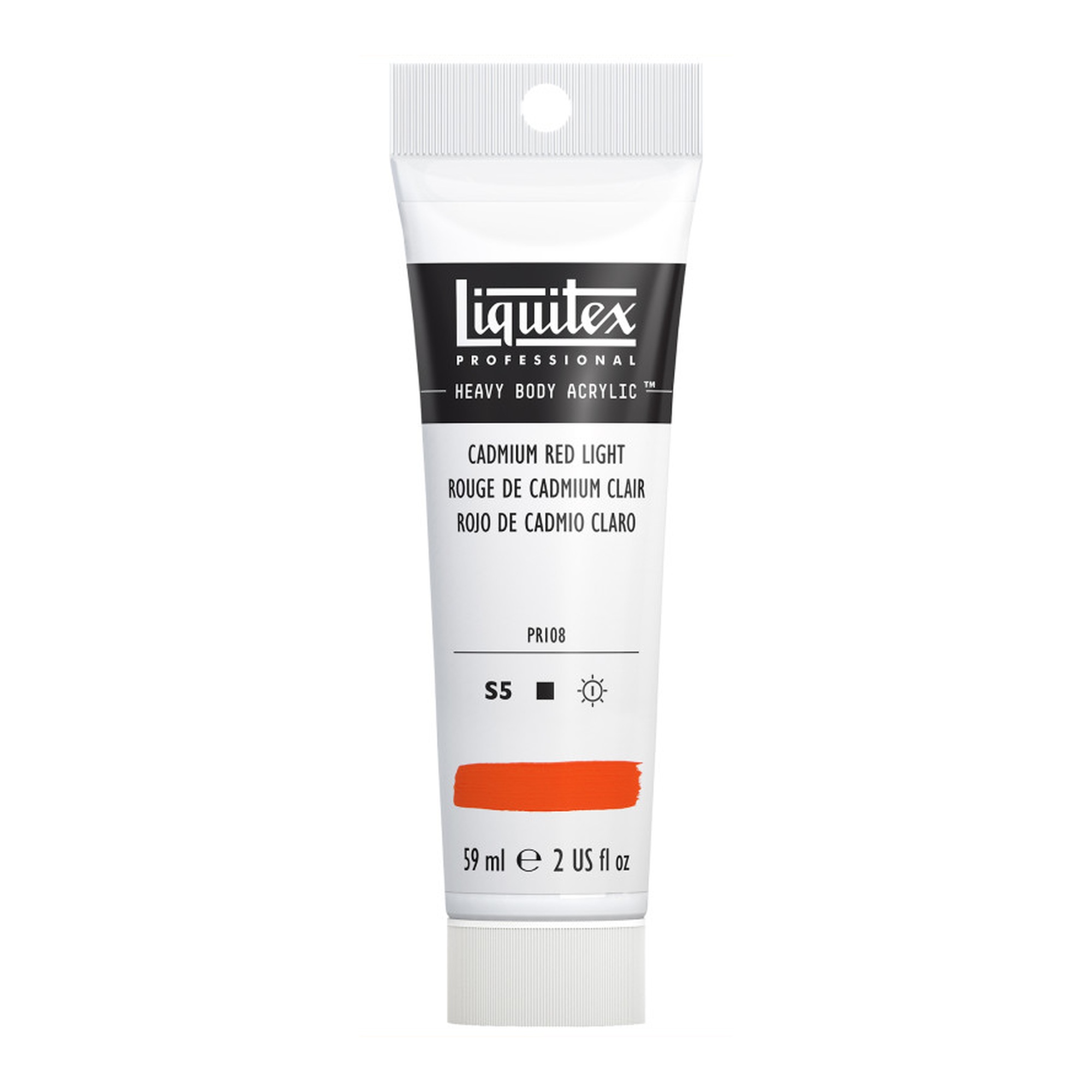 Professional Heavy Body Acrylic Paint, Cadmium Red Light, 59 mL Tube