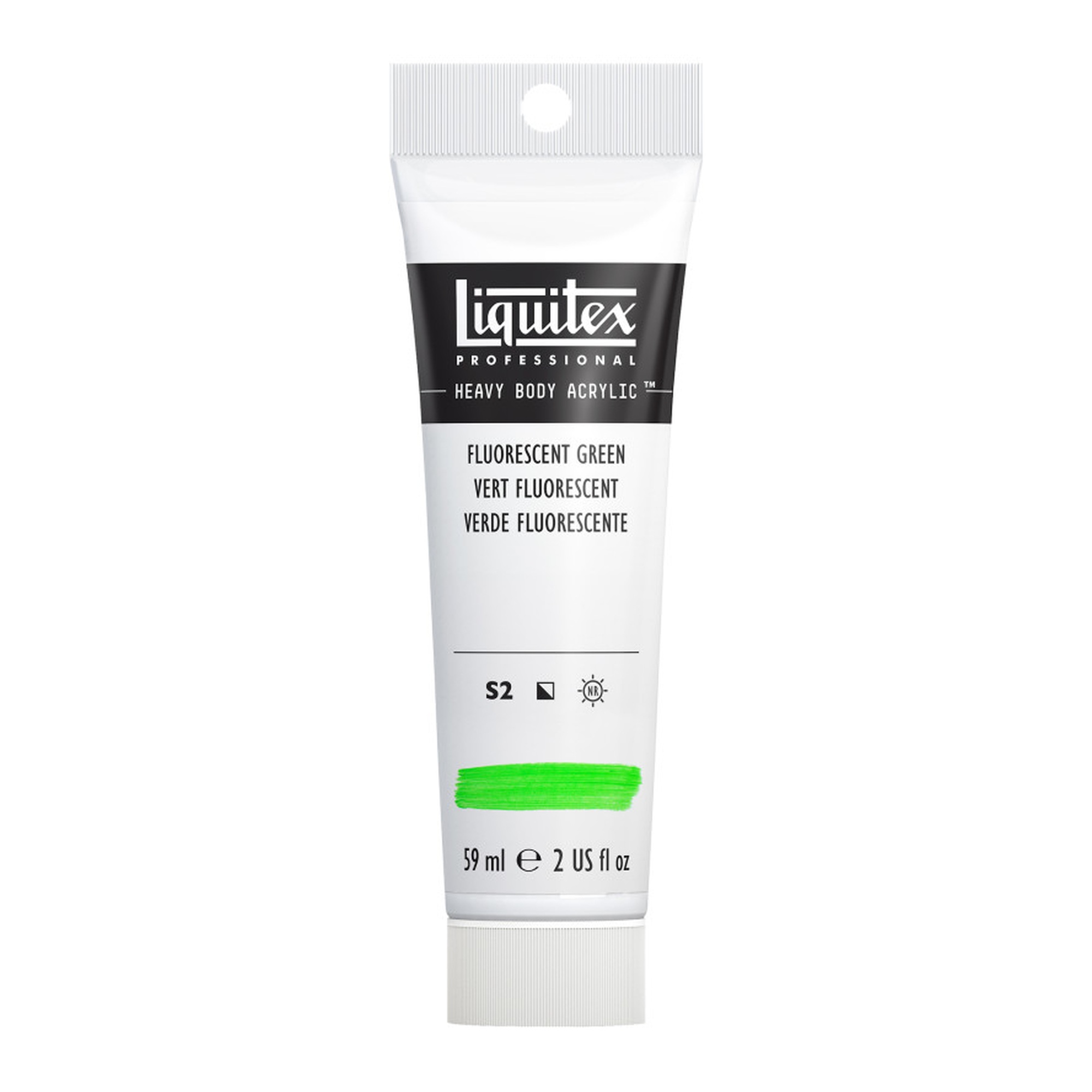 Professional Heavy Body Acrylic Paint, Fluorescent Green, 59 mL Tube