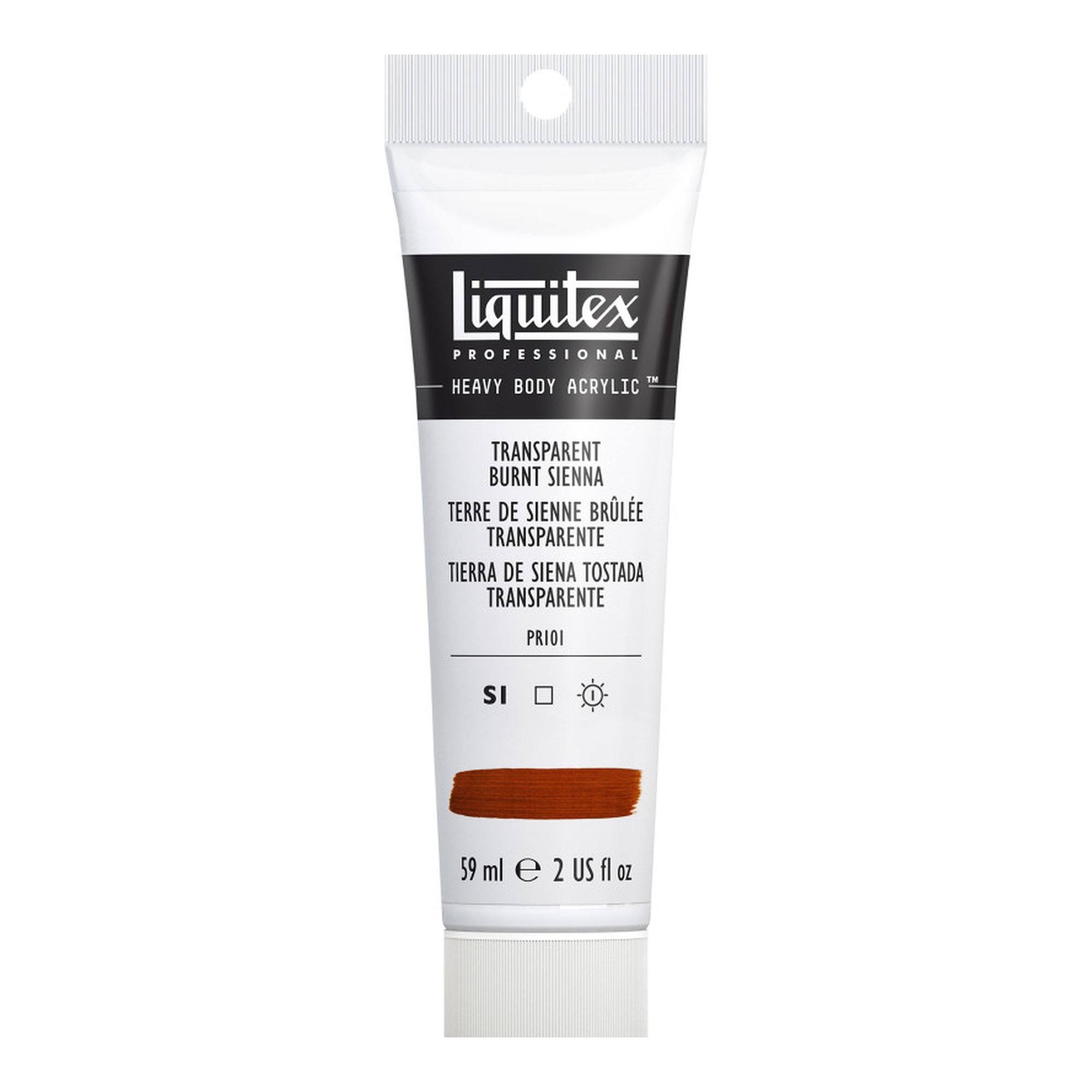 Professional Heavy Body Acrylic Paint, Transparent Burnt Sienna, 59 mL Tube