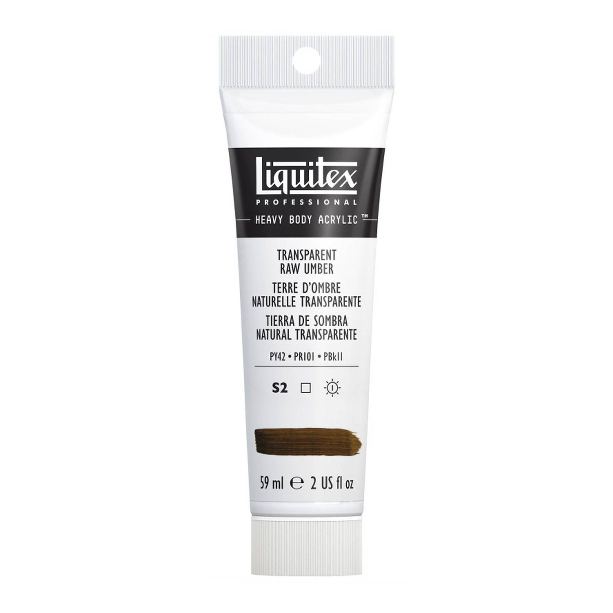 Professional Heavy Body Acrylic Paint, Transparent Raw Umber, 59 mL Tube