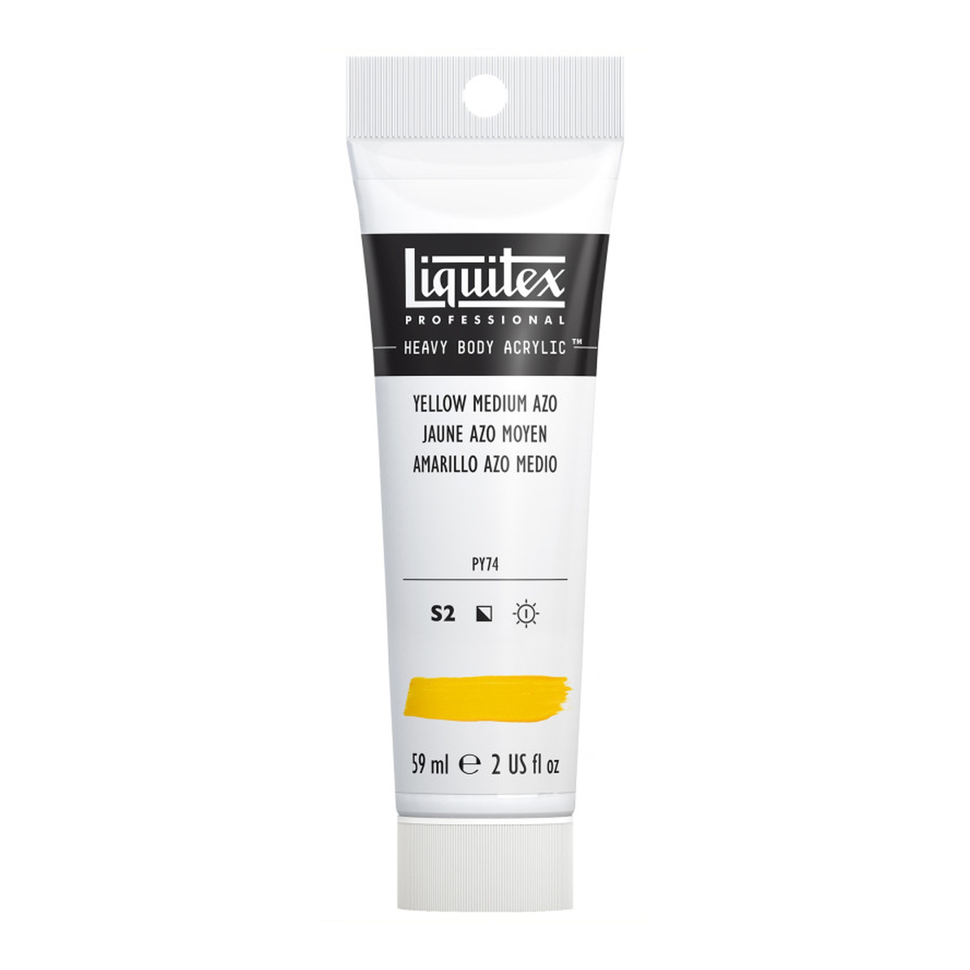 Professional Heavy Body Acrylic Paint, Yellow Medium Azo, 59 mL Tube