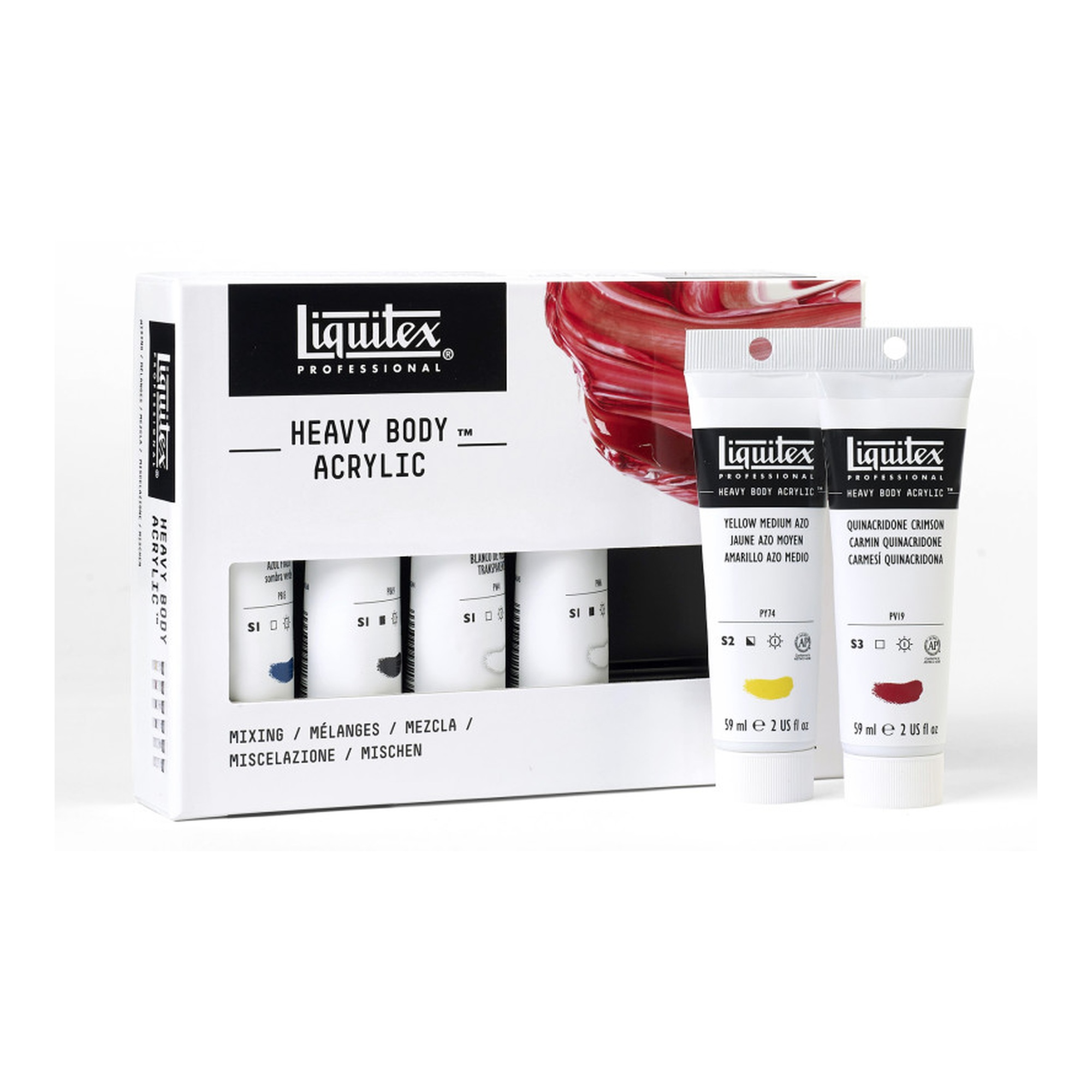 Professional Heavy Body Acrylic Paint Mixing Color Set, 6 x 59 mL