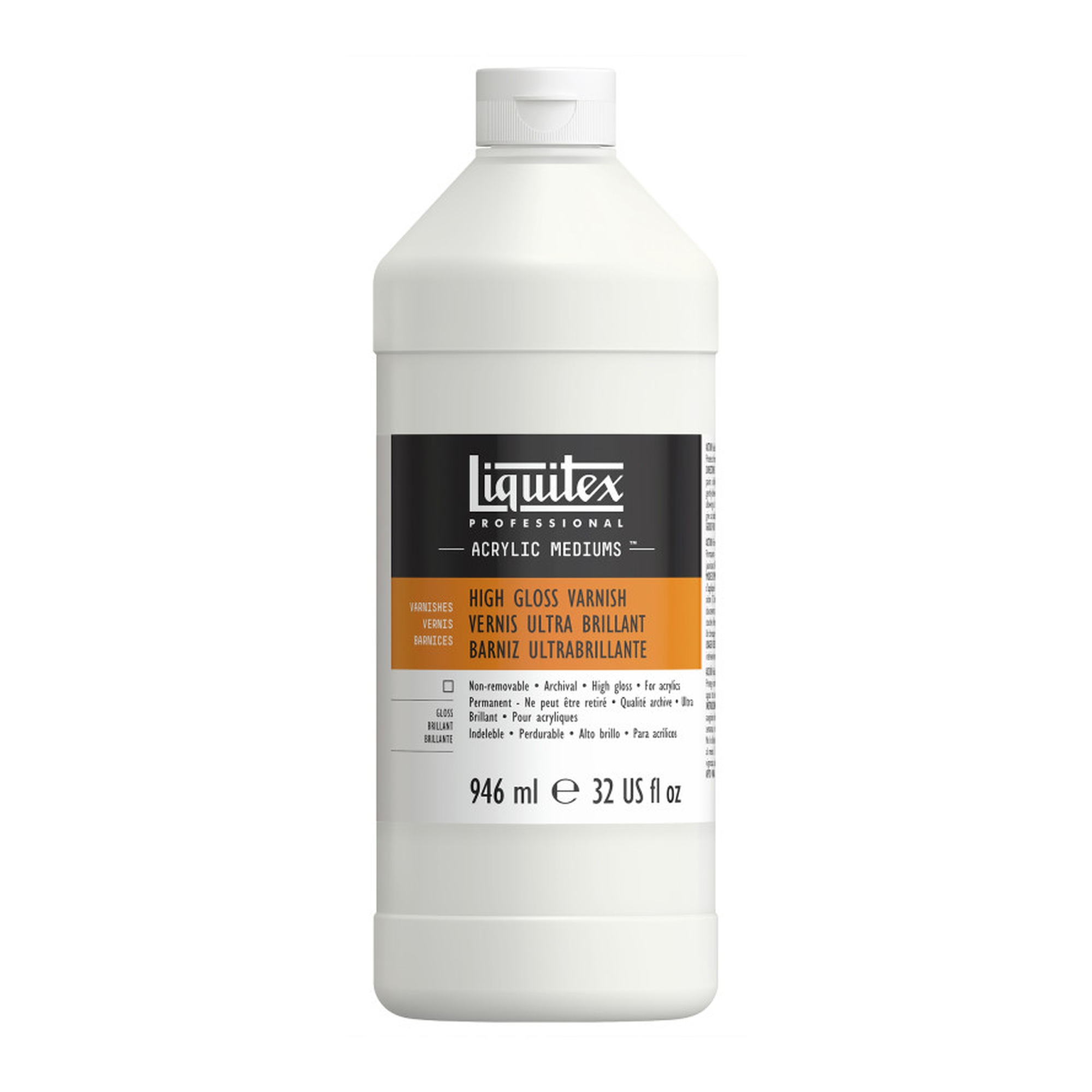 Professional High Gloss Acrylic Varnish, Clear, 32 oz Bottle