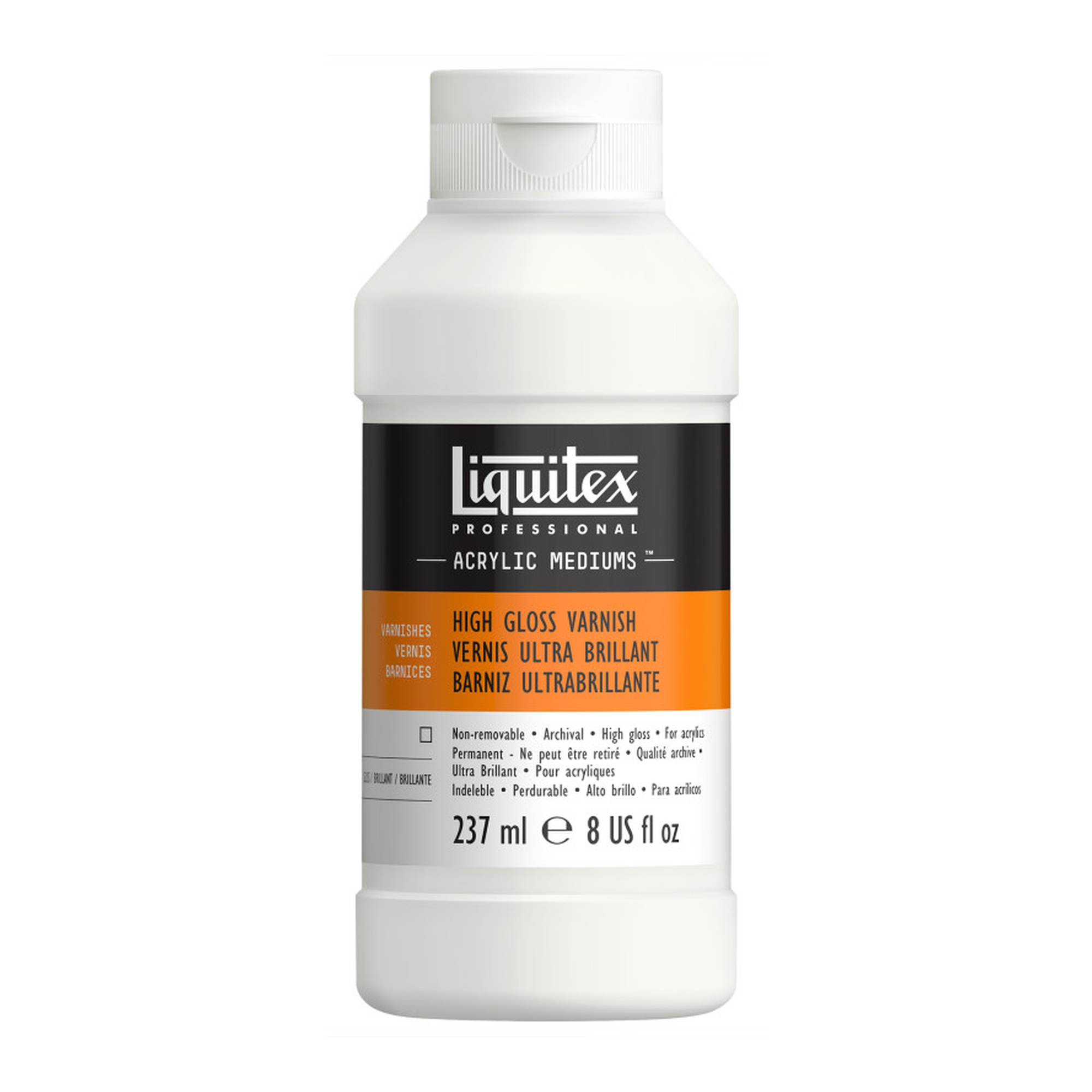 Professional High-Gloss Acrylic Varnish, Clear, 8 oz Bottle