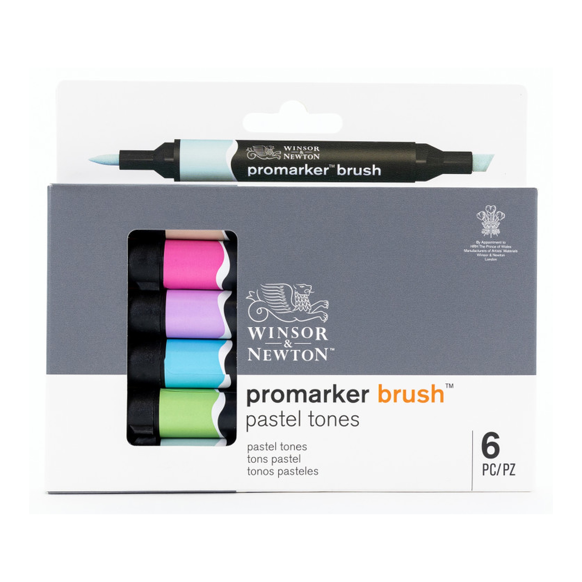 Pastel Brush Marker Set, 6 Colors