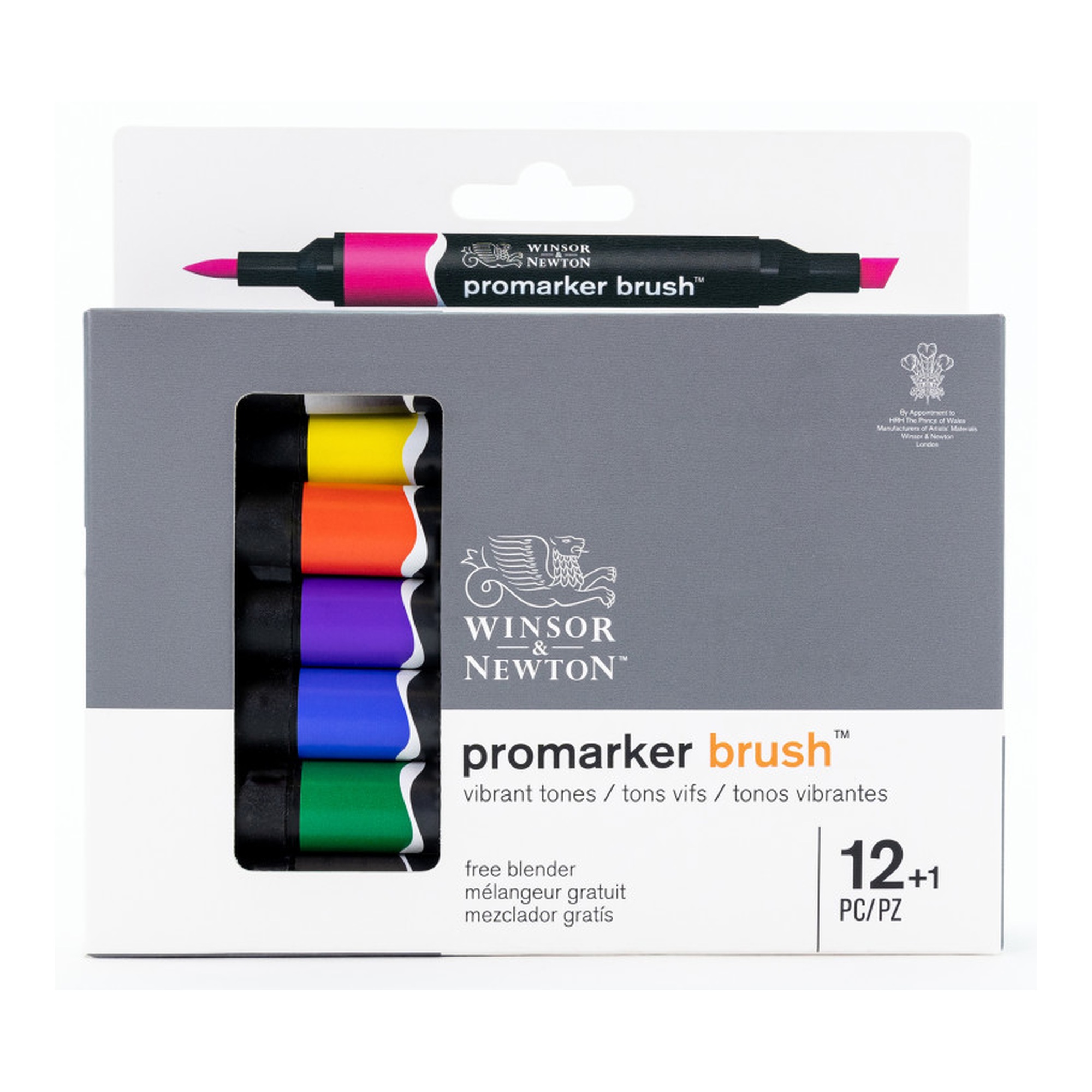 Brush Markers, Vibrant Tones, Set of 12 + Blender