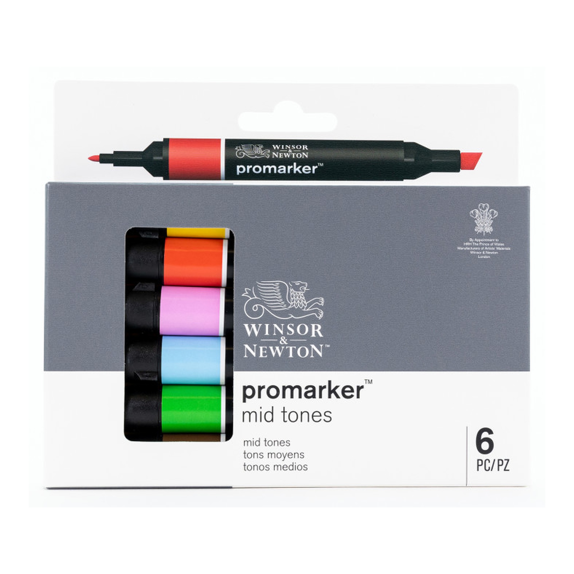 Mid Tone Alcohol Markers, Set of 6