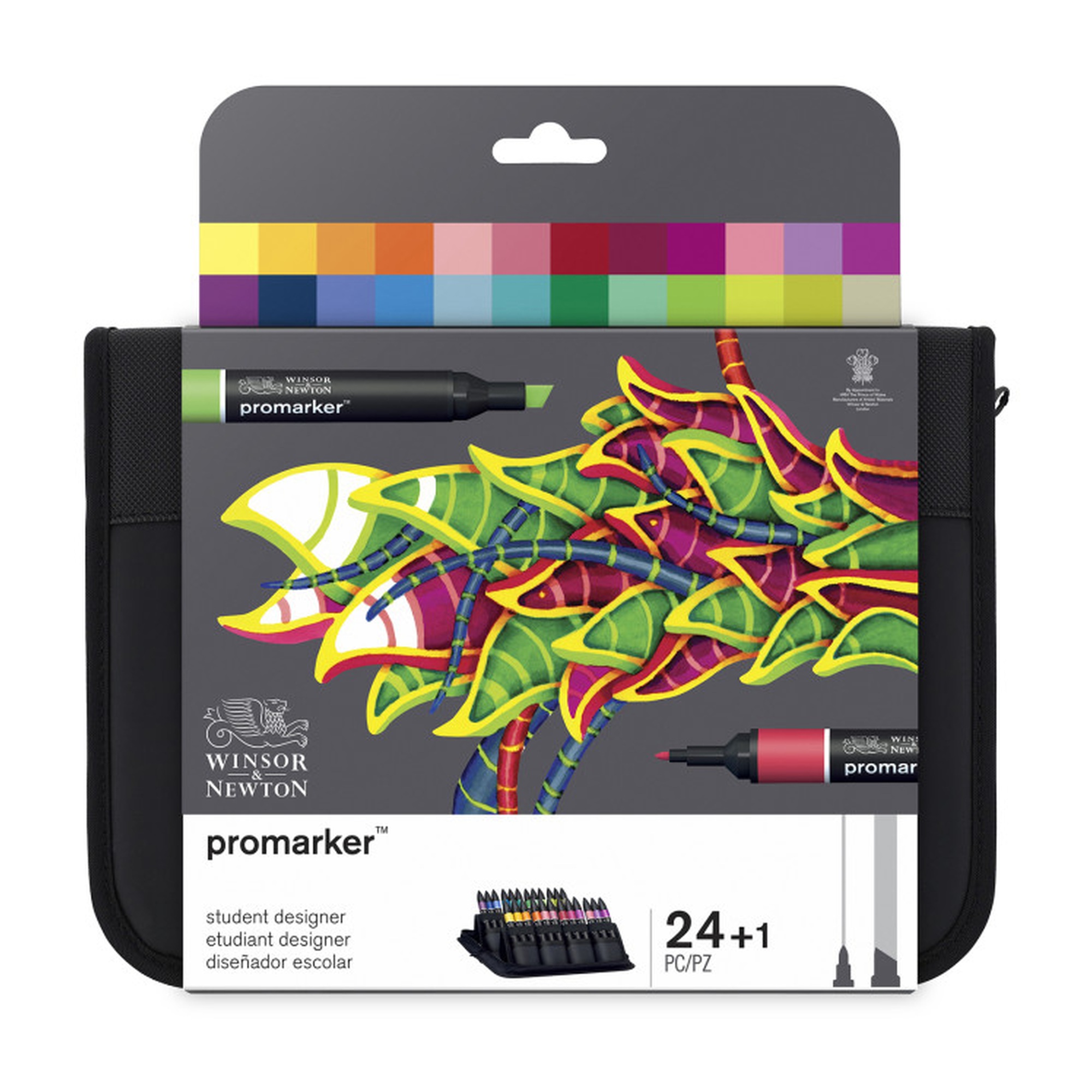 Student Designer Zipper Wallet with 24 Strong-Color Markers