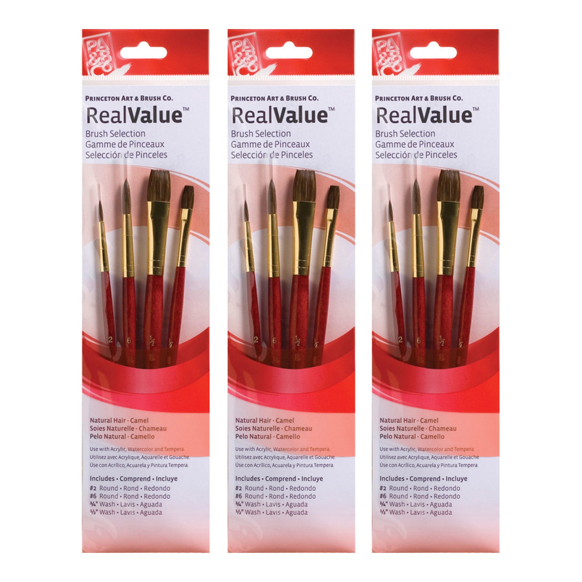 Camel Bristle Short-Handle Mixed Media Paintbrush Set, 12 Brushes
